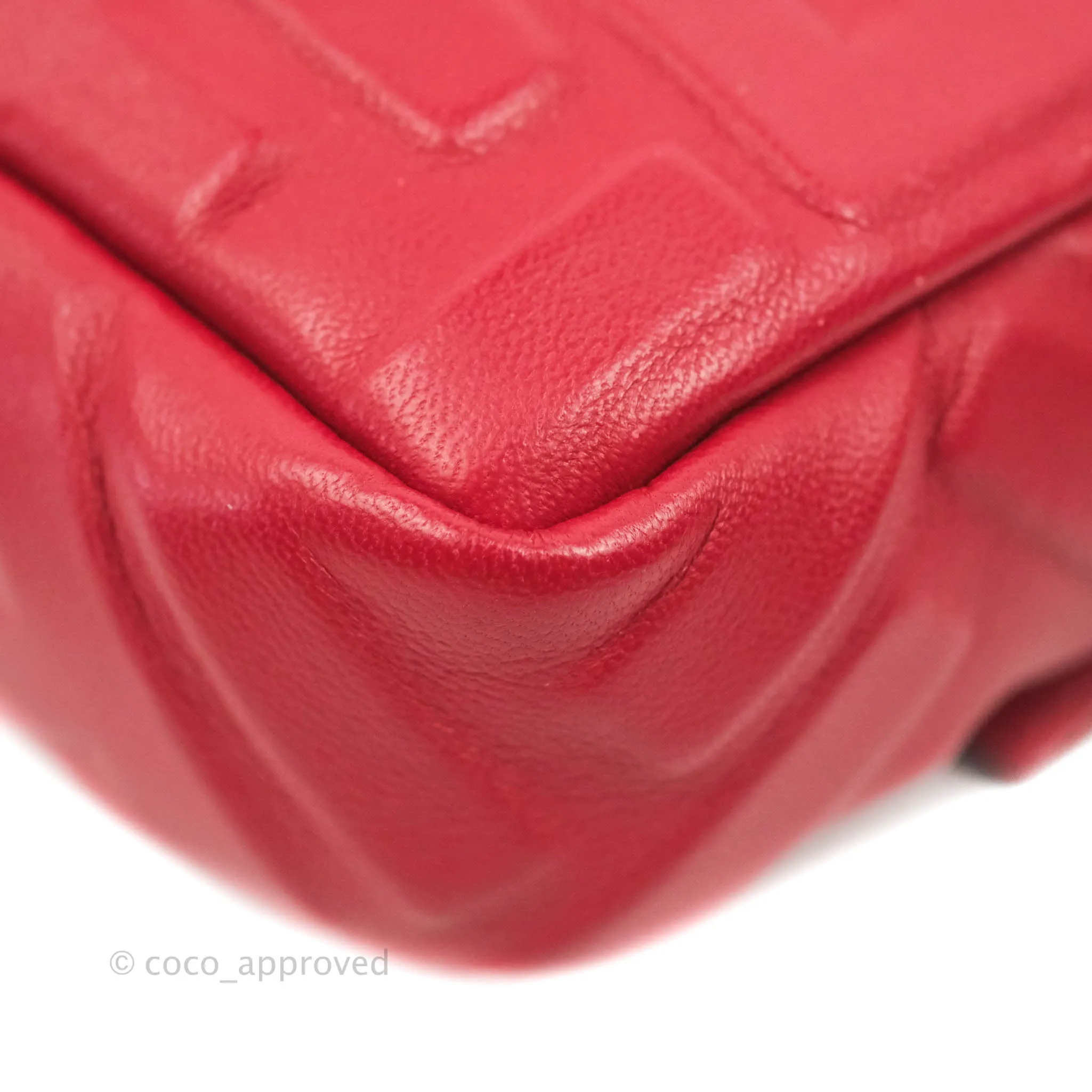 Fendi Nappa FF 1974 Embossed Mini Baguette Red