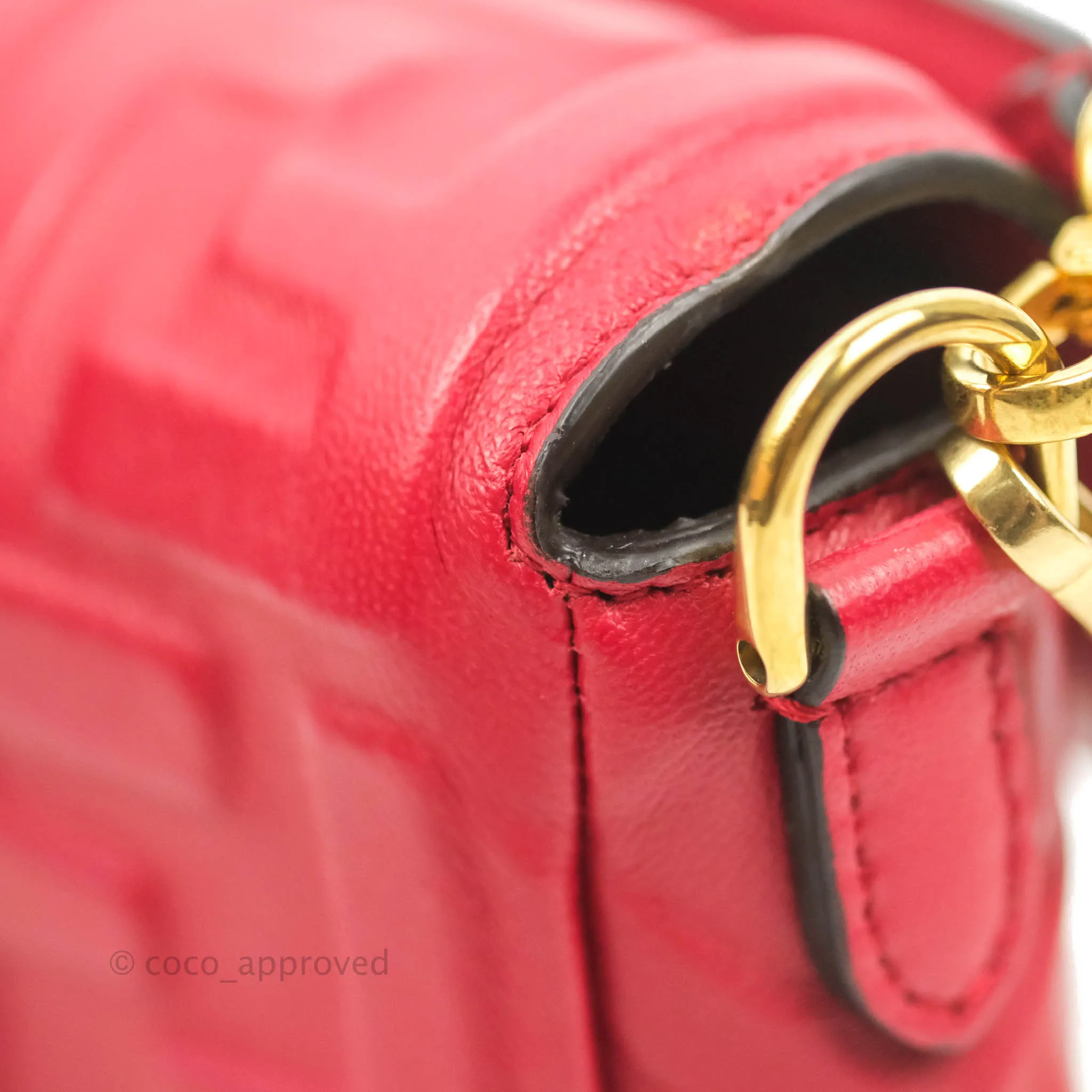 Fendi Nappa FF 1974 Embossed Mini Baguette Red