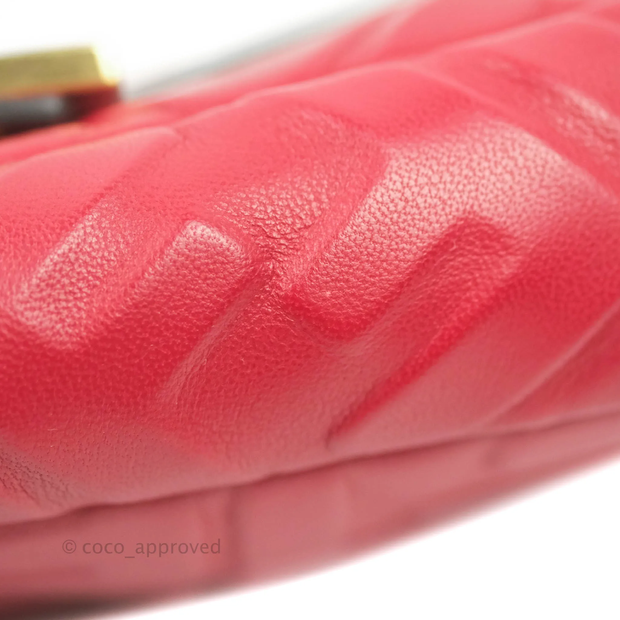 Fendi Nappa FF 1974 Embossed Mini Baguette Red