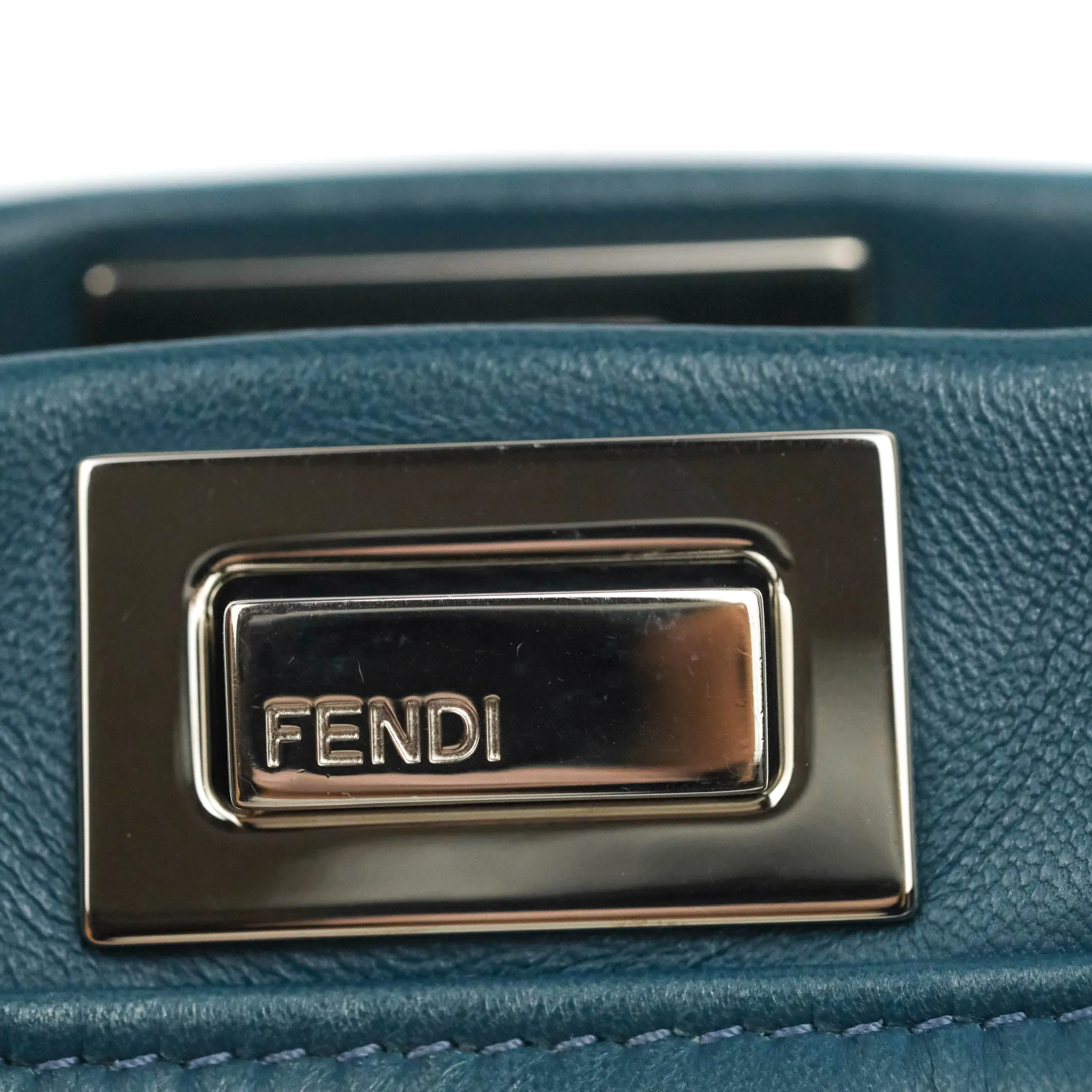 Fendi Nappa Mini Peekaboo Bag Peacock Blue