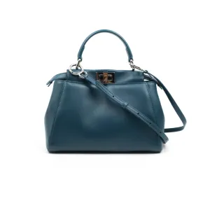 Fendi Nappa Mini Peekaboo Bag Peacock Blue