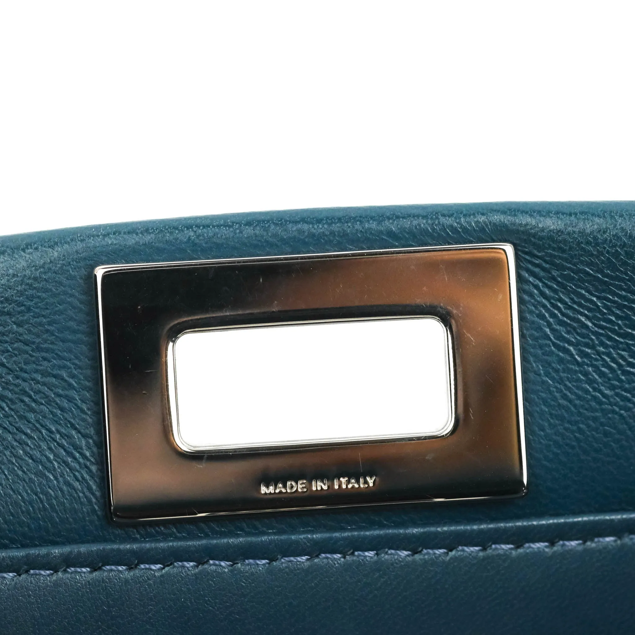 Fendi Nappa Mini Peekaboo Bag Peacock Blue