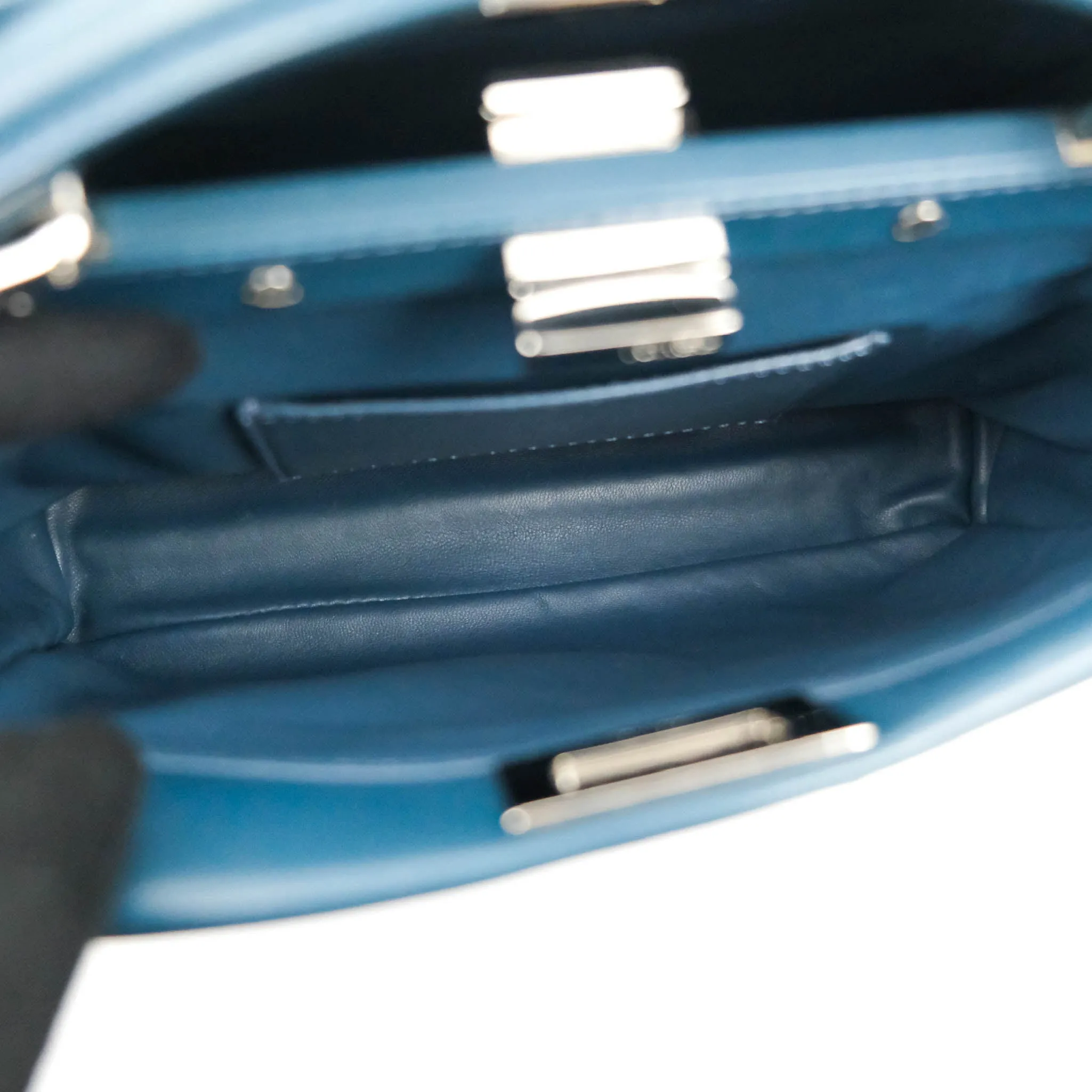 Fendi Nappa Mini Peekaboo Bag Peacock Blue