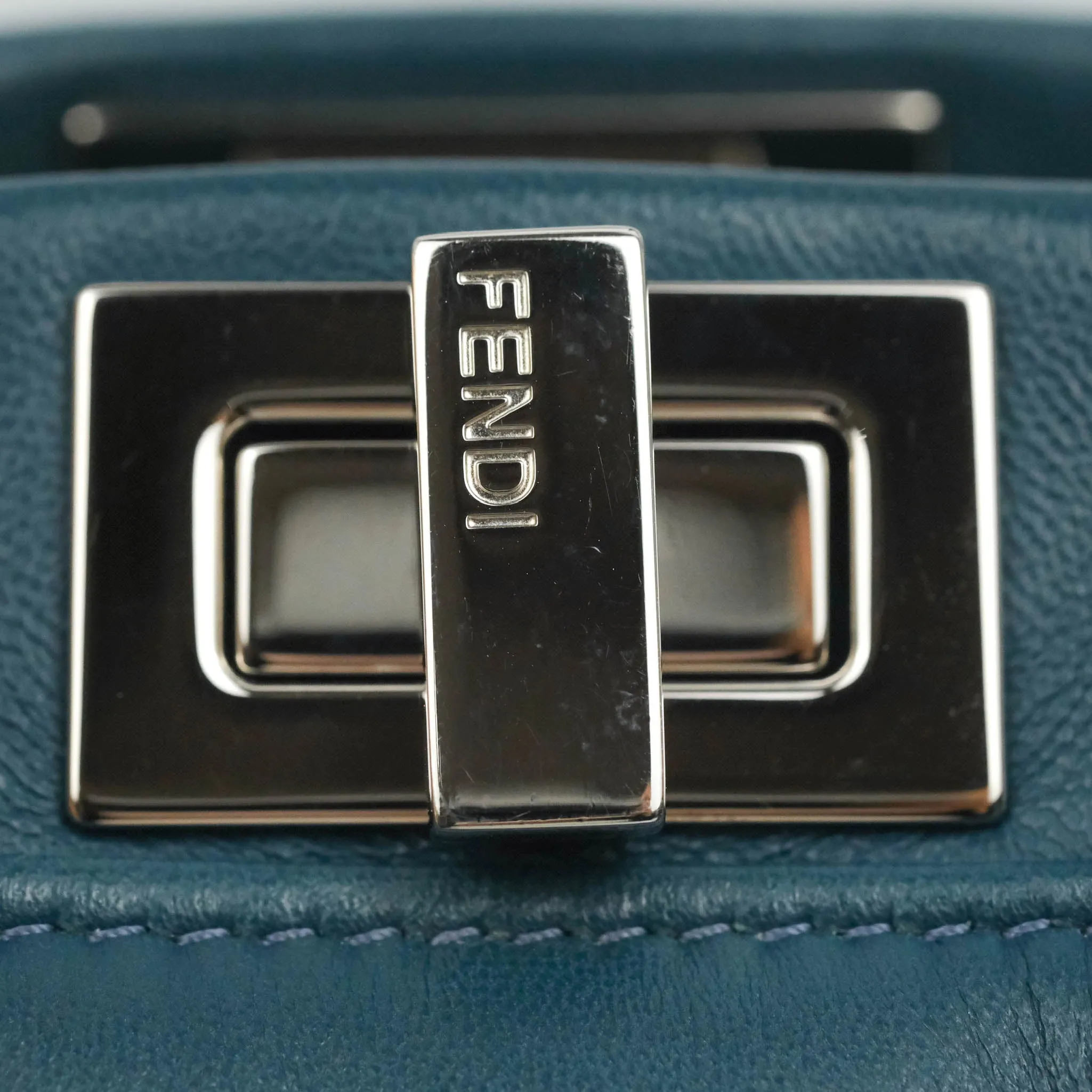 Fendi Nappa Mini Peekaboo Bag Peacock Blue