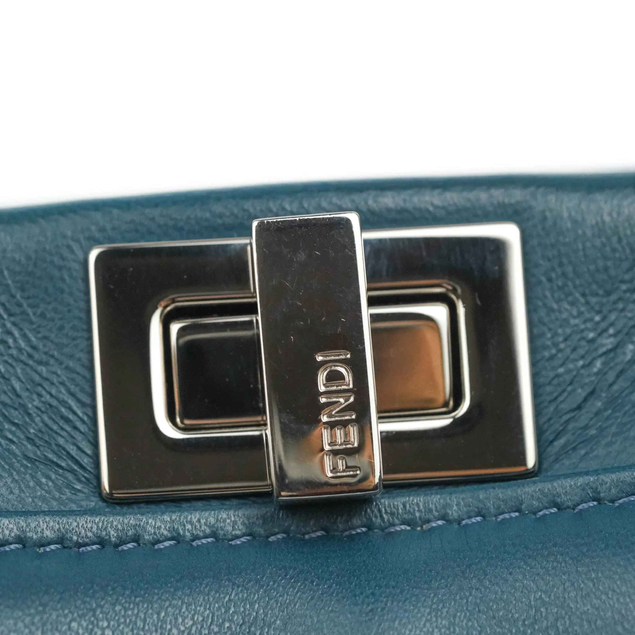 Fendi Nappa Mini Peekaboo Bag Peacock Blue
