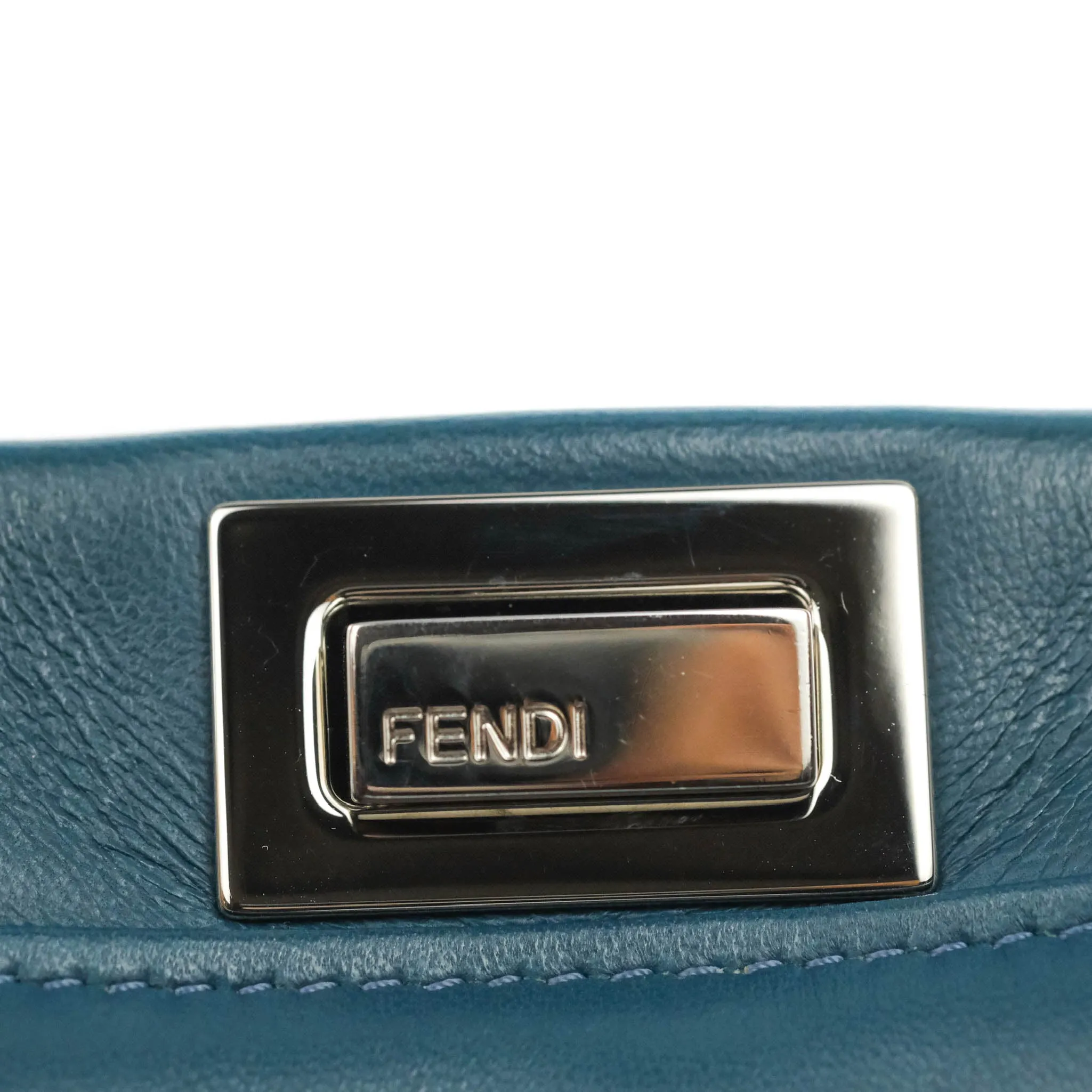 Fendi Nappa Mini Peekaboo Bag Peacock Blue