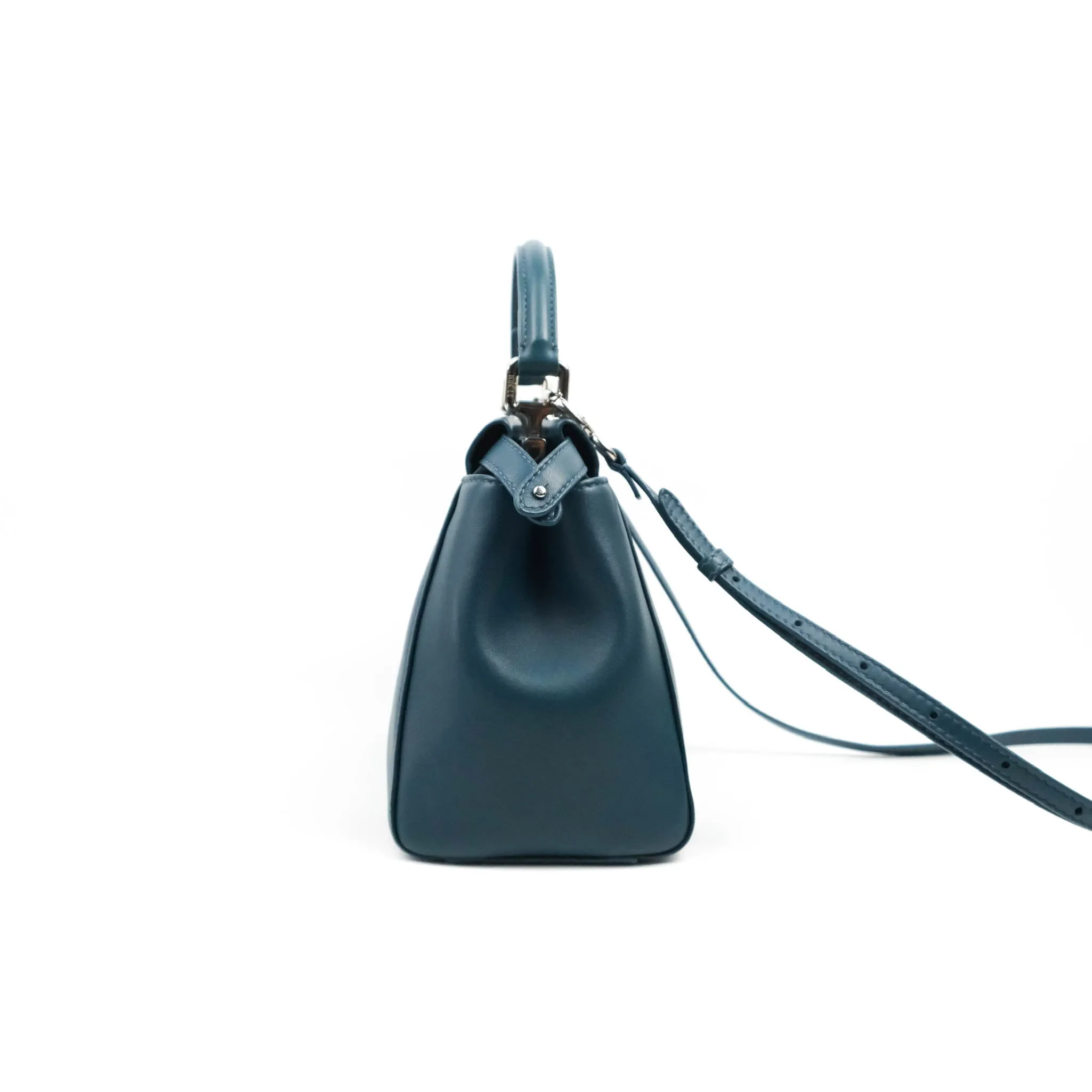Fendi Nappa Mini Peekaboo Bag Peacock Blue