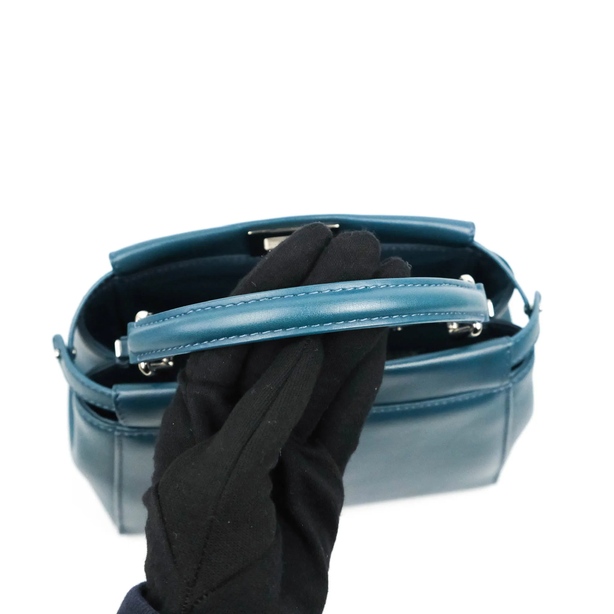Fendi Nappa Mini Peekaboo Bag Peacock Blue