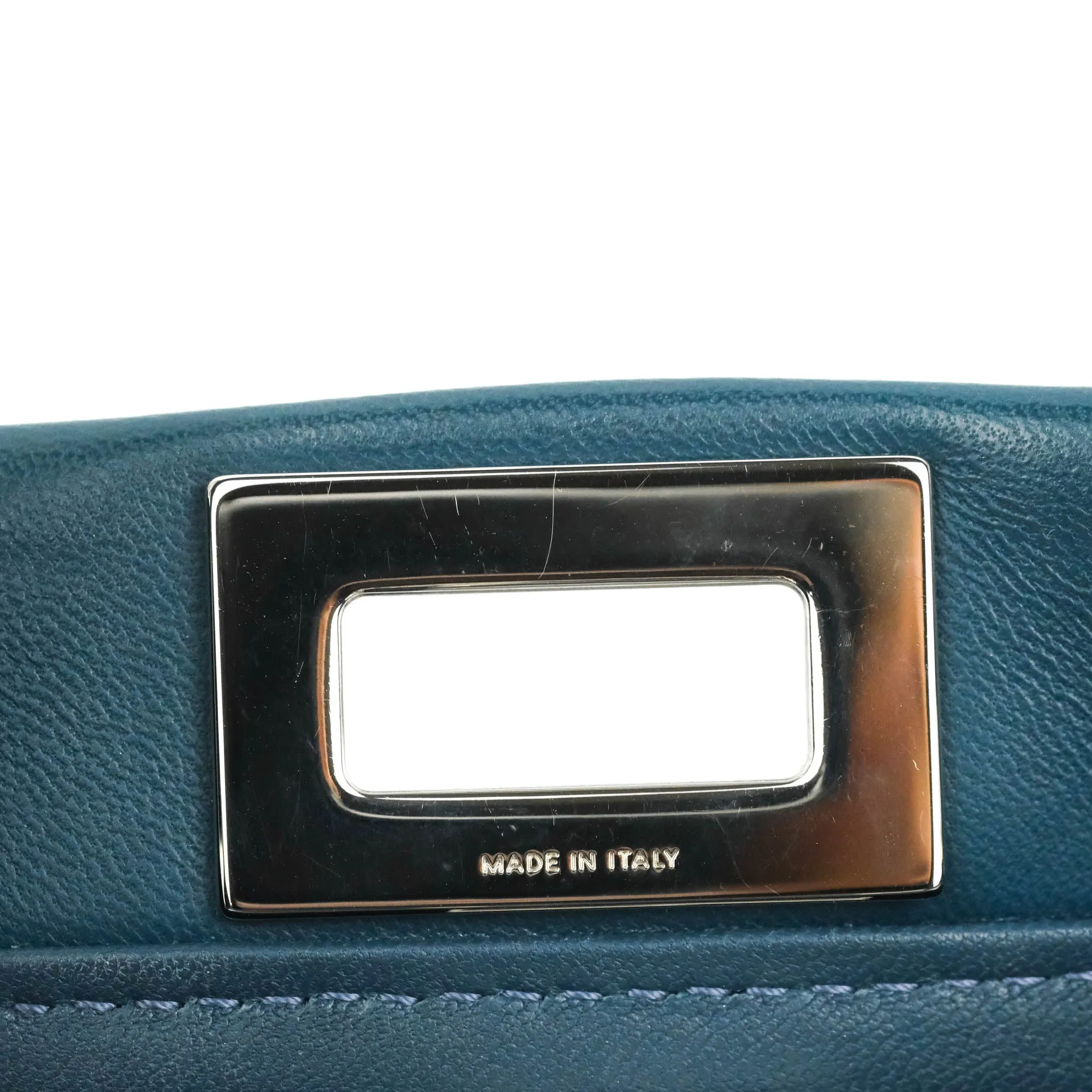 Fendi Nappa Mini Peekaboo Bag Peacock Blue