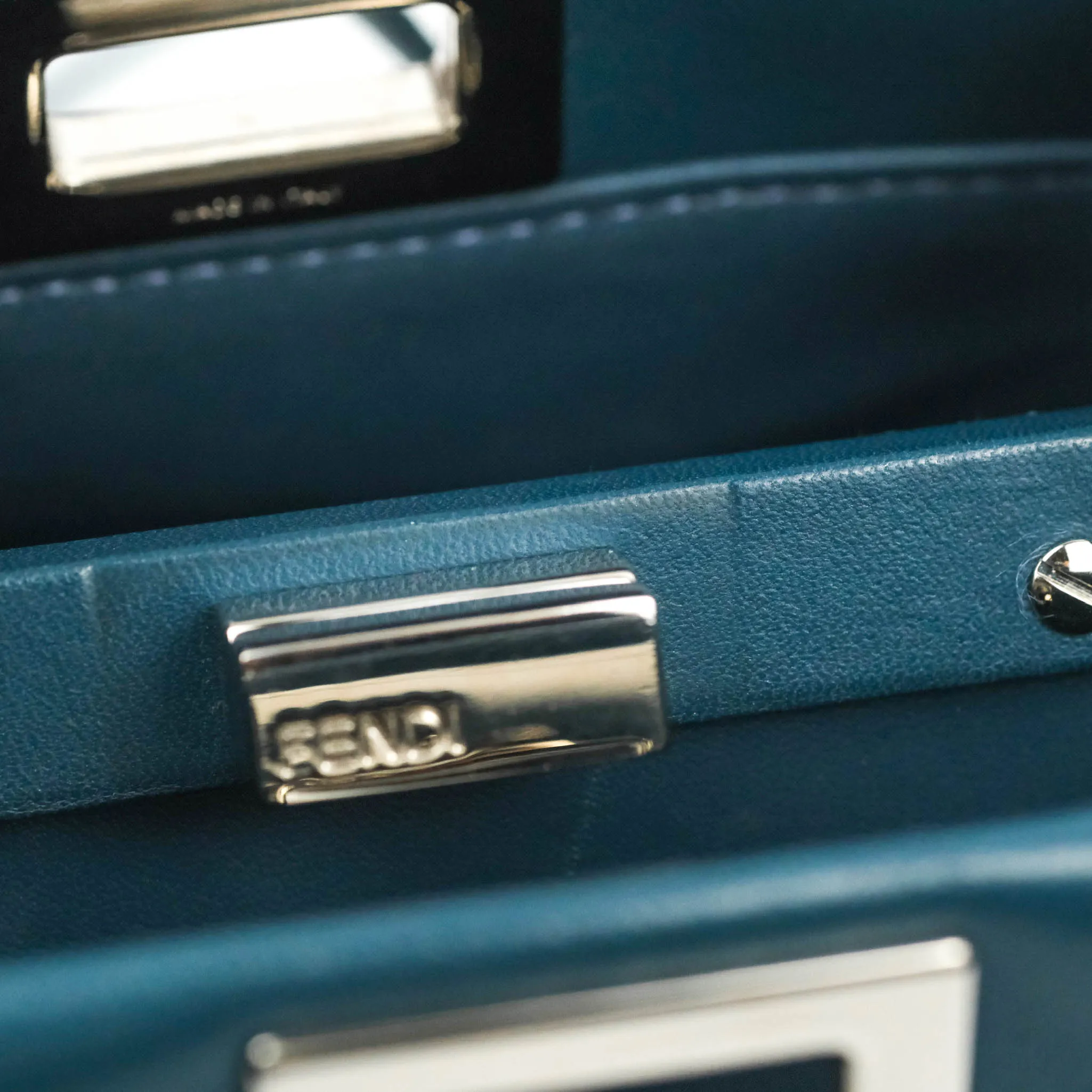 Fendi Nappa Mini Peekaboo Bag Peacock Blue