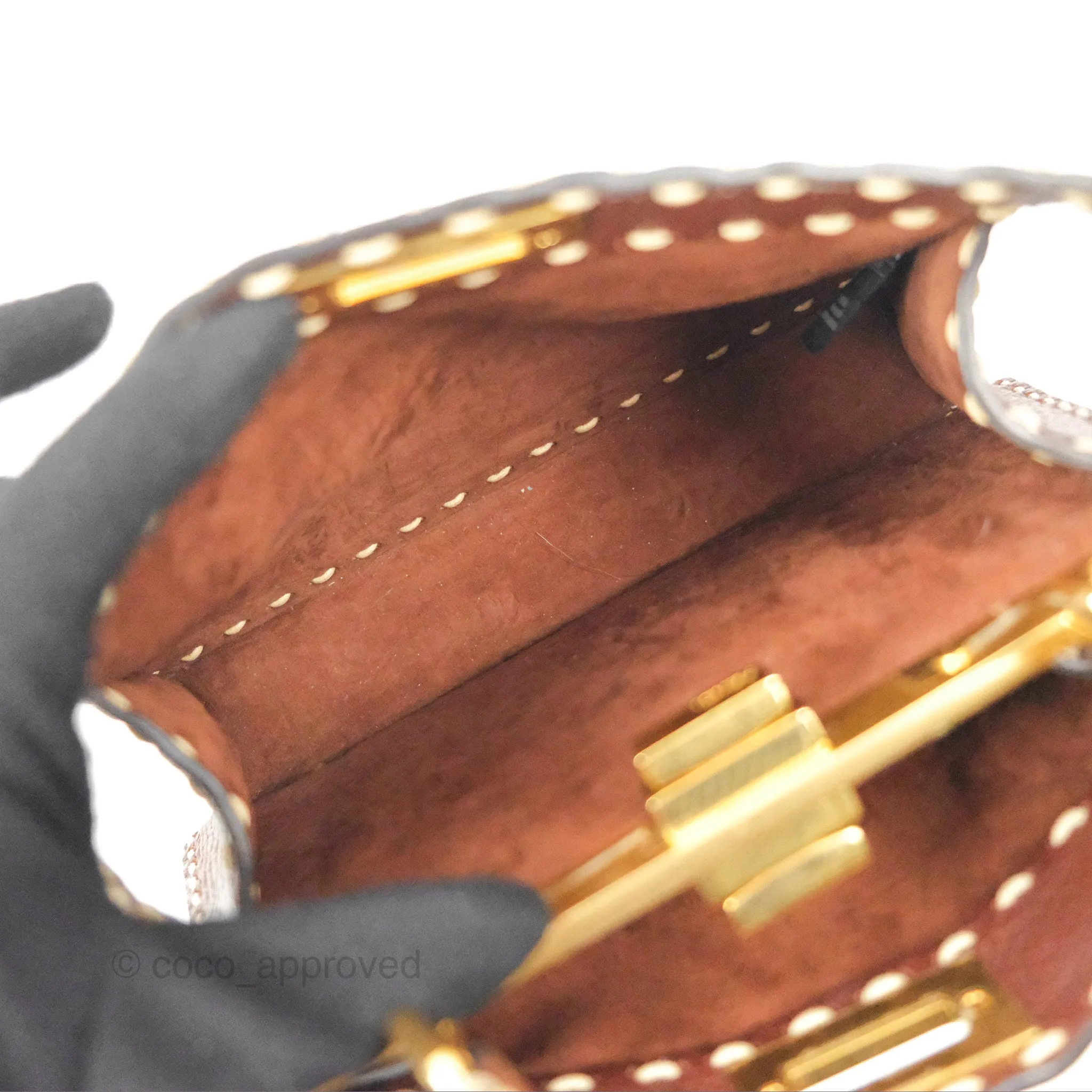 Fendi Peekaboo Iseeu Contrast Stitch Brick Brown Grained Leather Gold Hardware