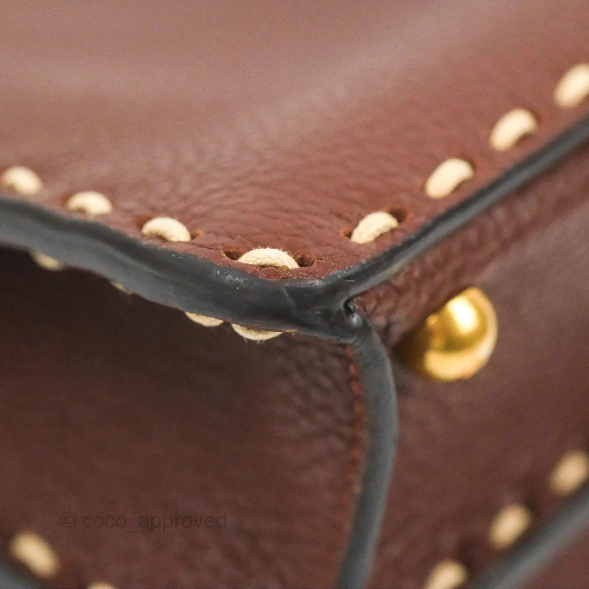 Fendi Peekaboo Iseeu Contrast Stitch Brick Brown Grained Leather Gold Hardware
