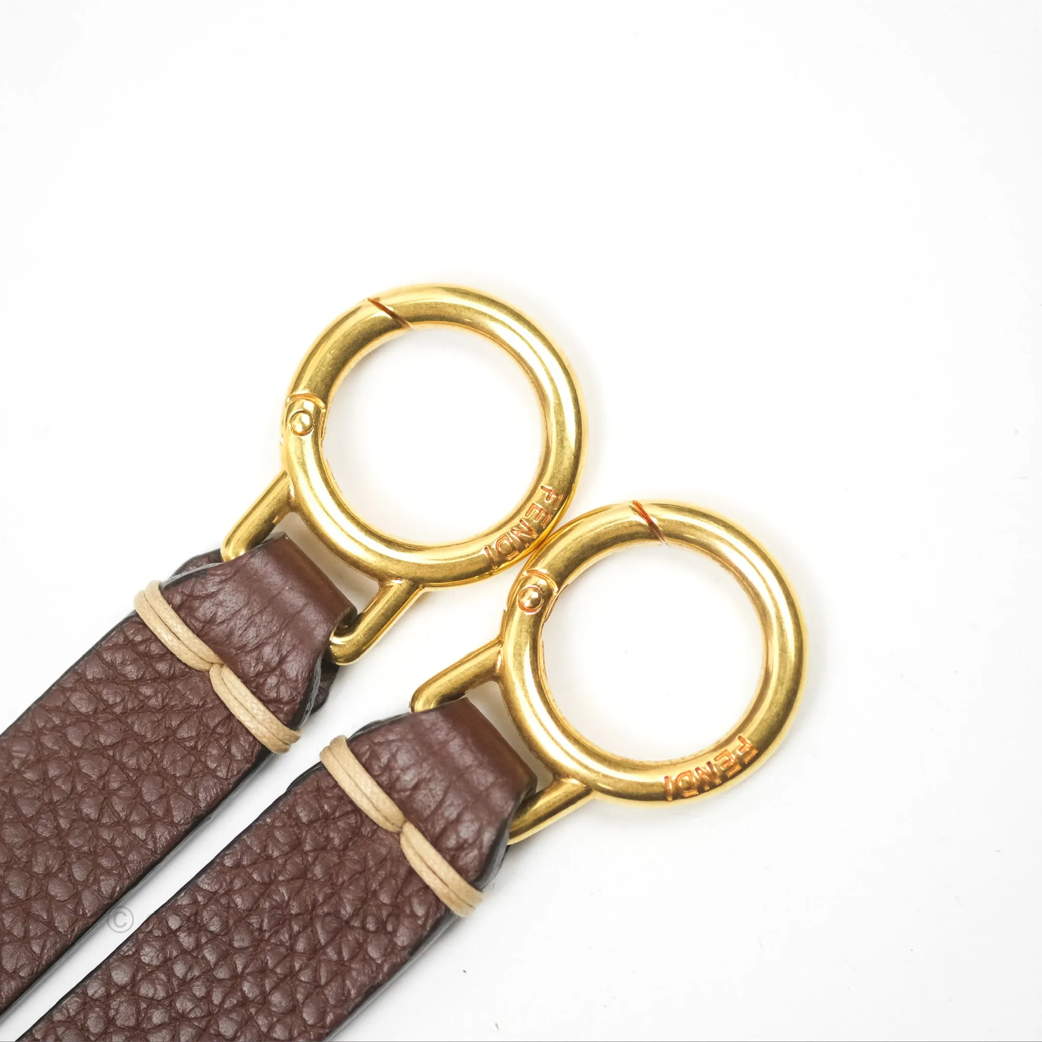Fendi Peekaboo Iseeu Contrast Stitch Brick Brown Grained Leather Gold Hardware