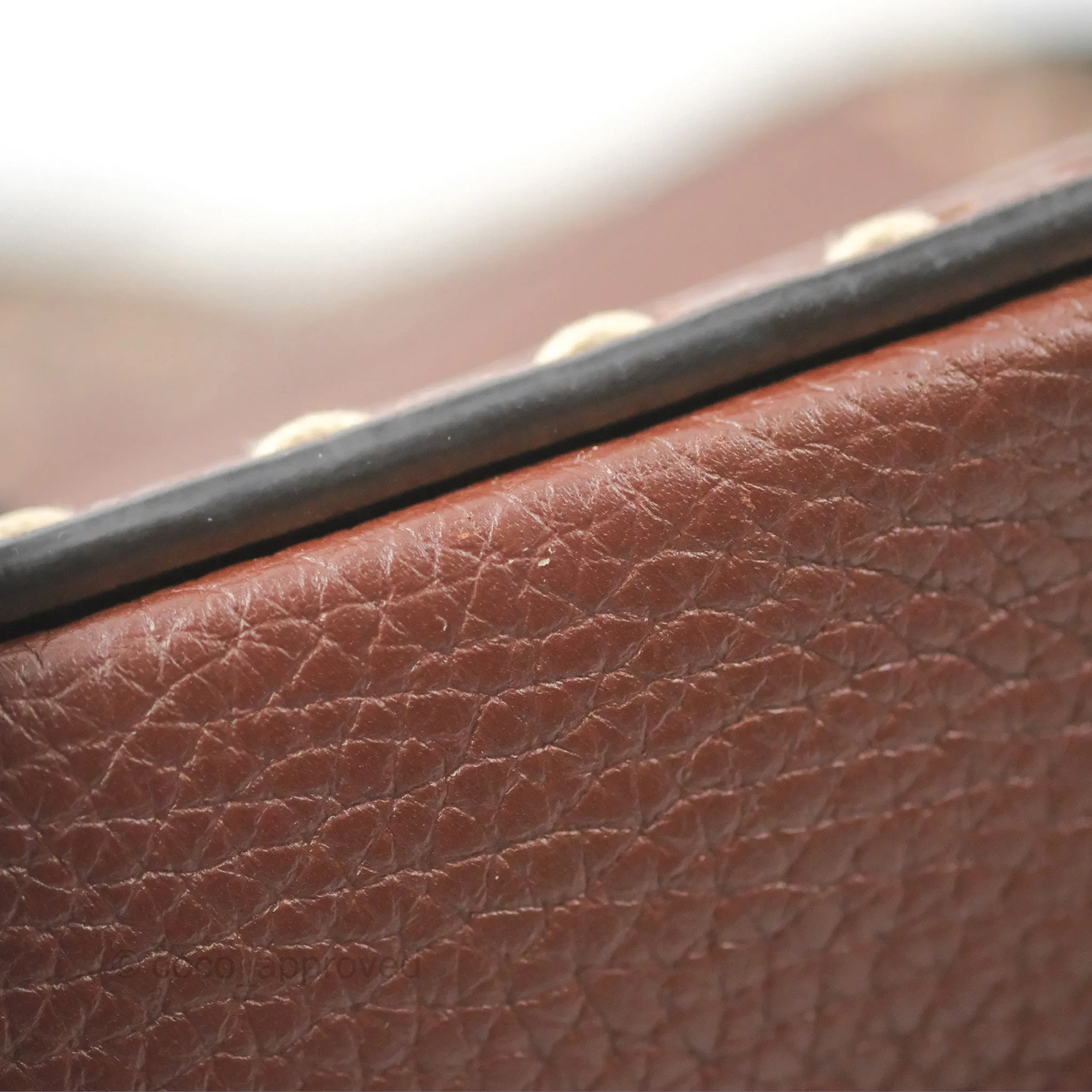 Fendi Peekaboo Iseeu Contrast Stitch Brick Brown Grained Leather Gold Hardware