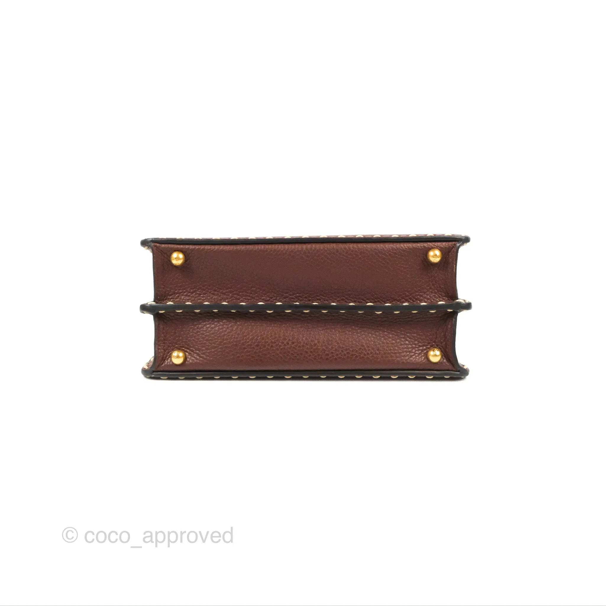 Fendi Peekaboo Iseeu Contrast Stitch Brick Brown Grained Leather Gold Hardware