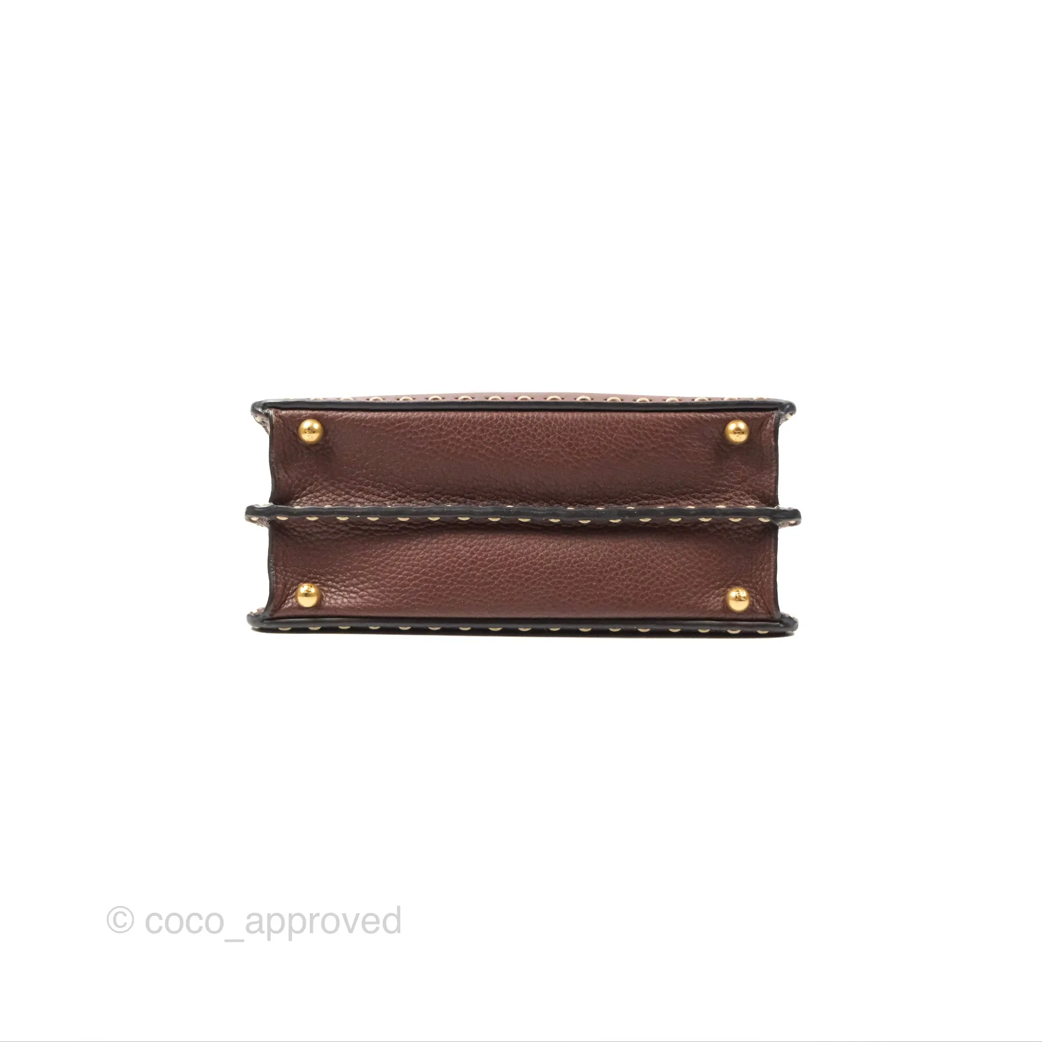 Fendi Peekaboo Iseeu Contrast Stitch Brick Brown Grained Leather Gold Hardware