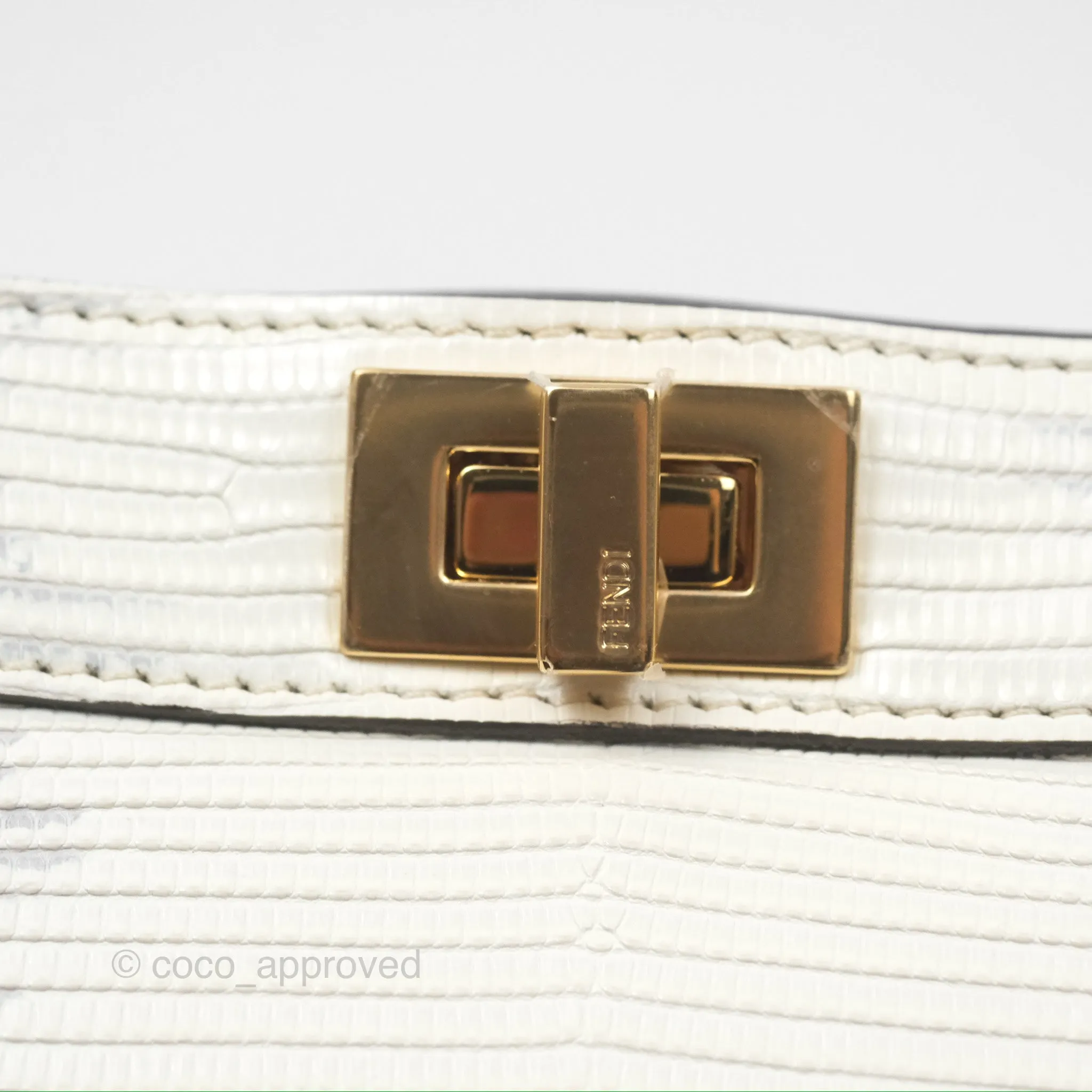 Fendi Peekaboo ISeeU Petite White lizard Leather Bag