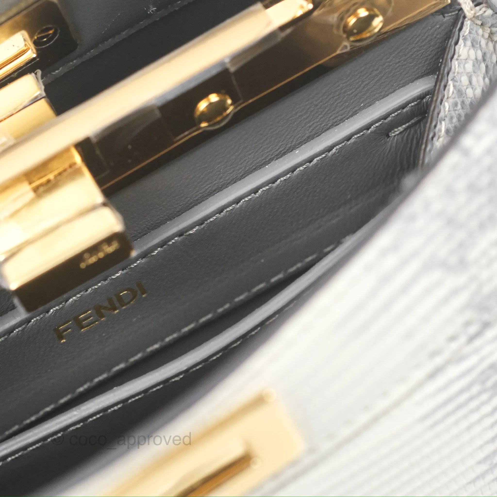 Fendi Peekaboo ISeeU Petite White lizard Leather Bag