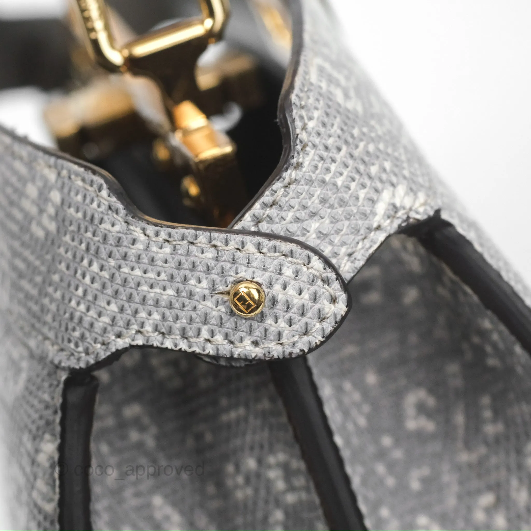 Fendi Peekaboo ISeeU Petite White lizard Leather Bag