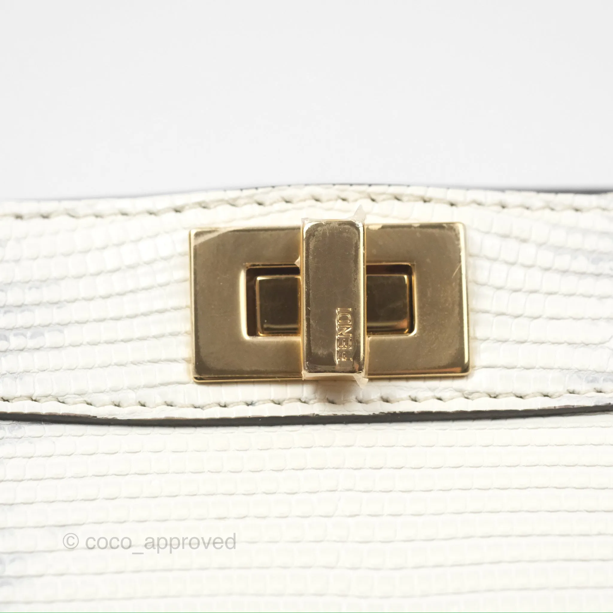Fendi Peekaboo ISeeU Petite White lizard Leather Bag