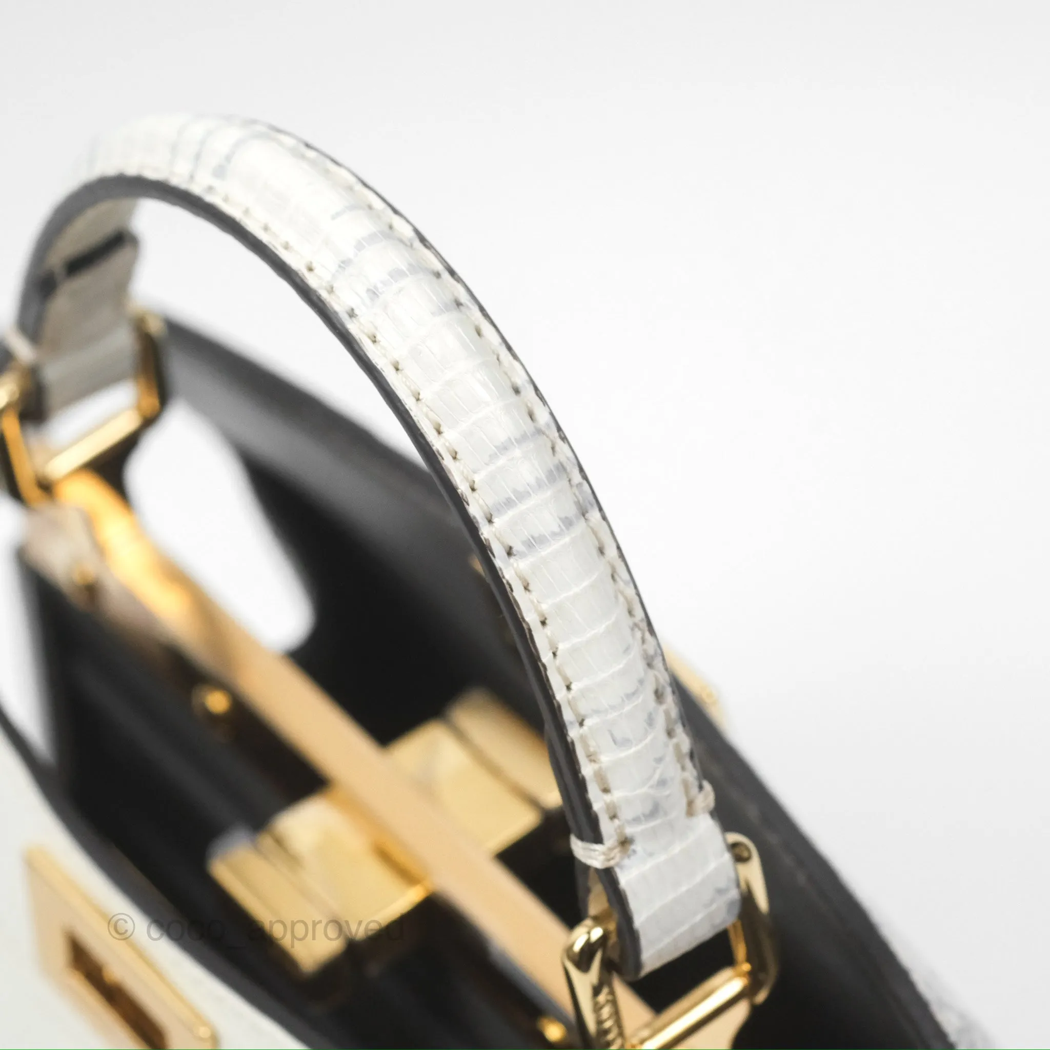 Fendi Peekaboo ISeeU Petite White lizard Leather Bag