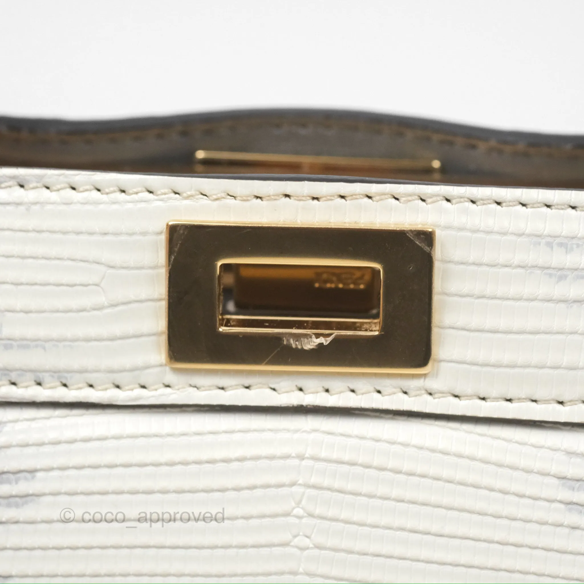 Fendi Peekaboo ISeeU Petite White lizard Leather Bag
