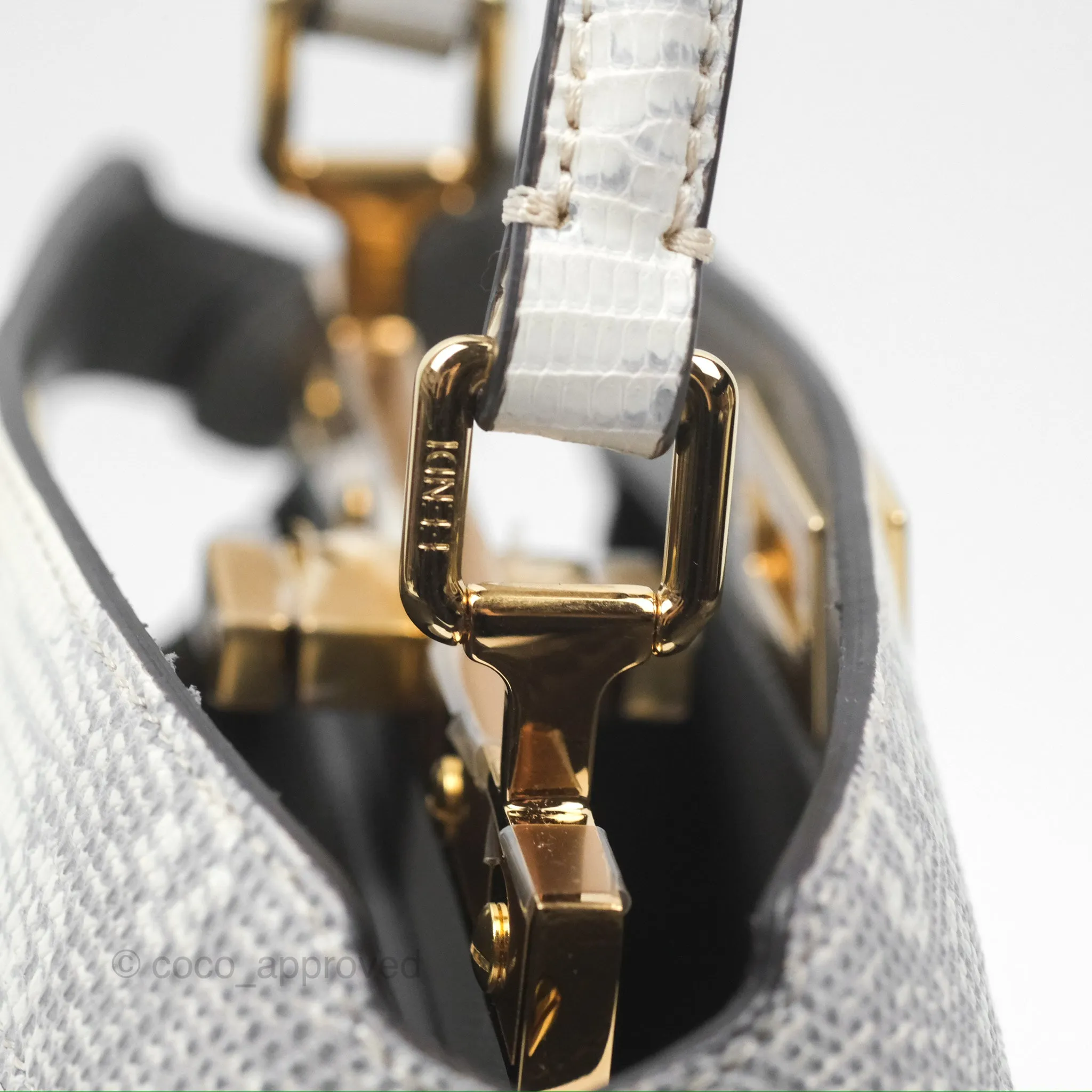 Fendi Peekaboo ISeeU Petite White lizard Leather Bag