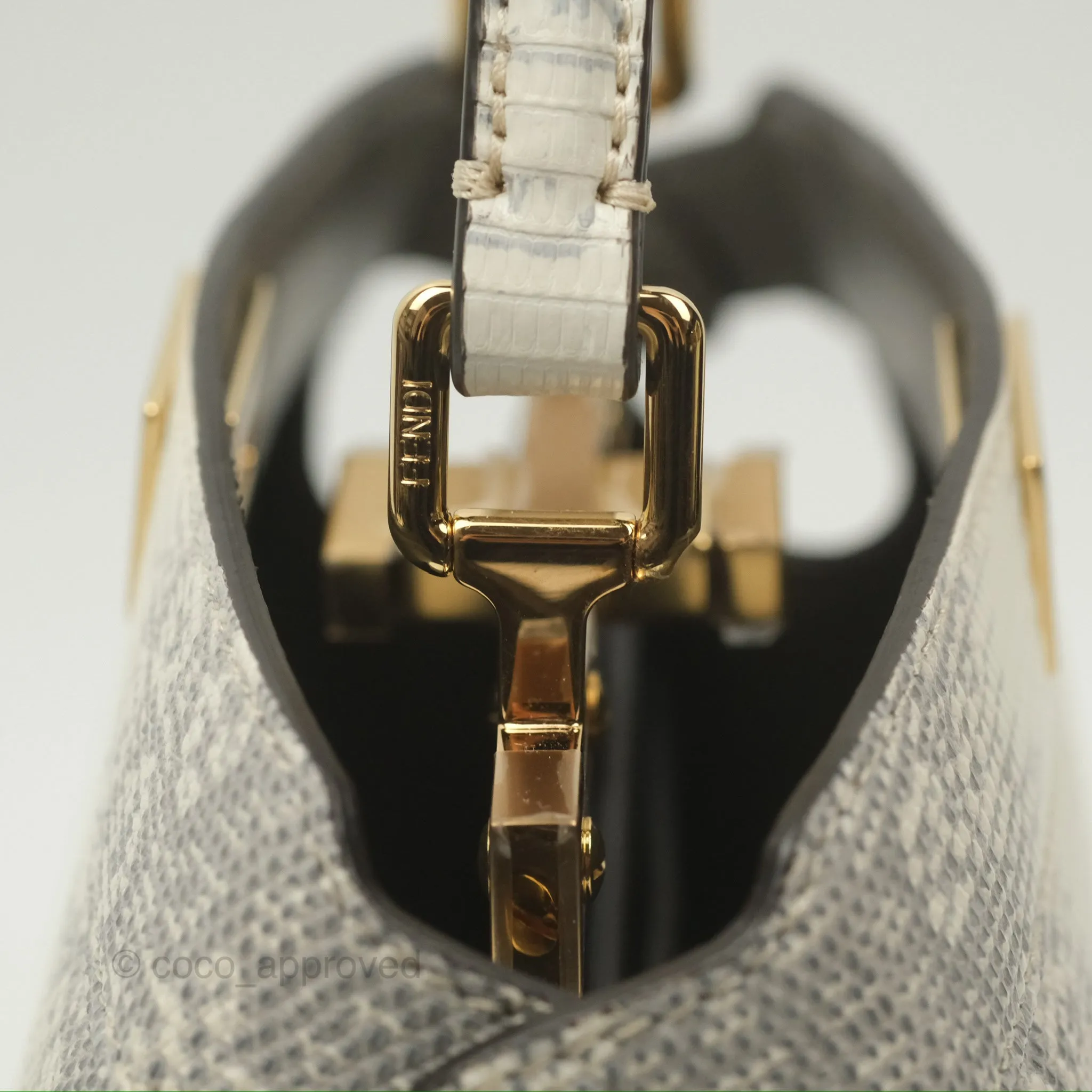 Fendi Peekaboo ISeeU Petite White lizard Leather Bag