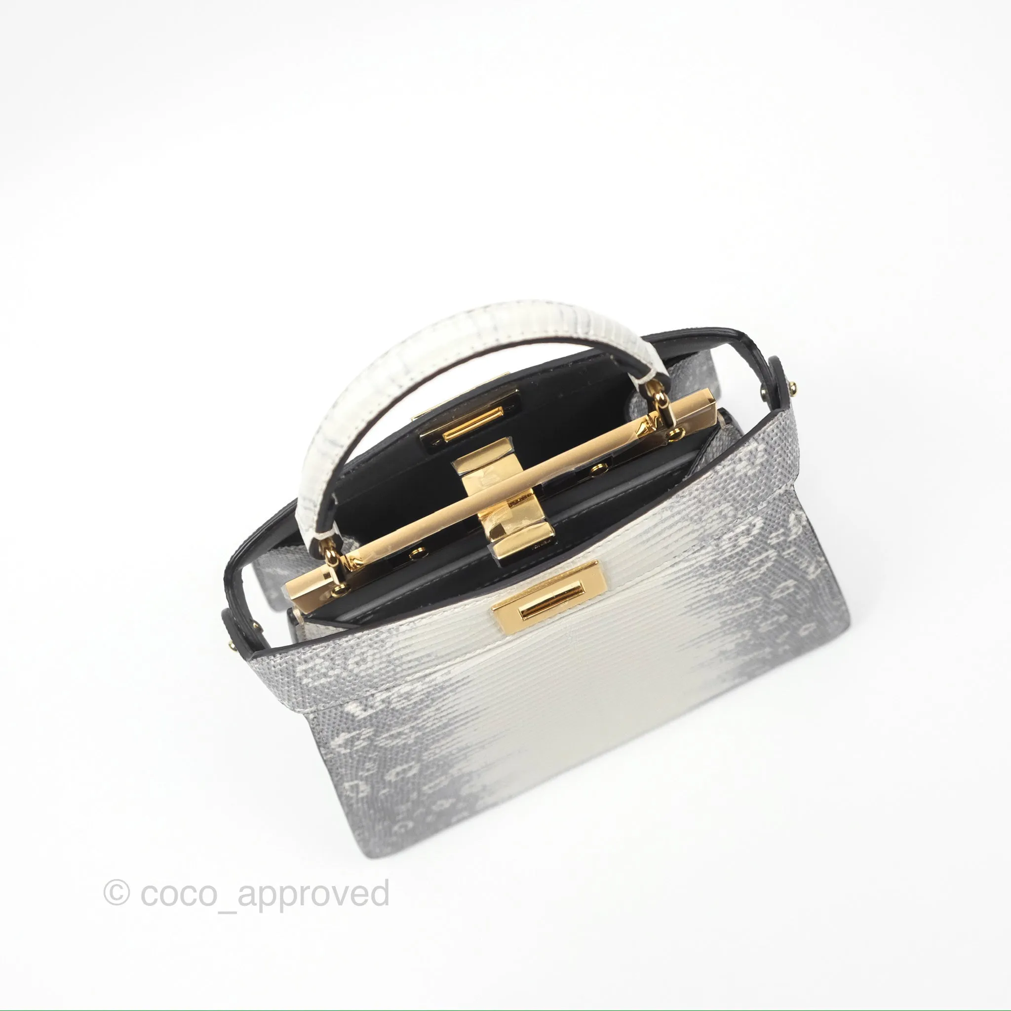 Fendi Peekaboo ISeeU Petite White lizard Leather Bag