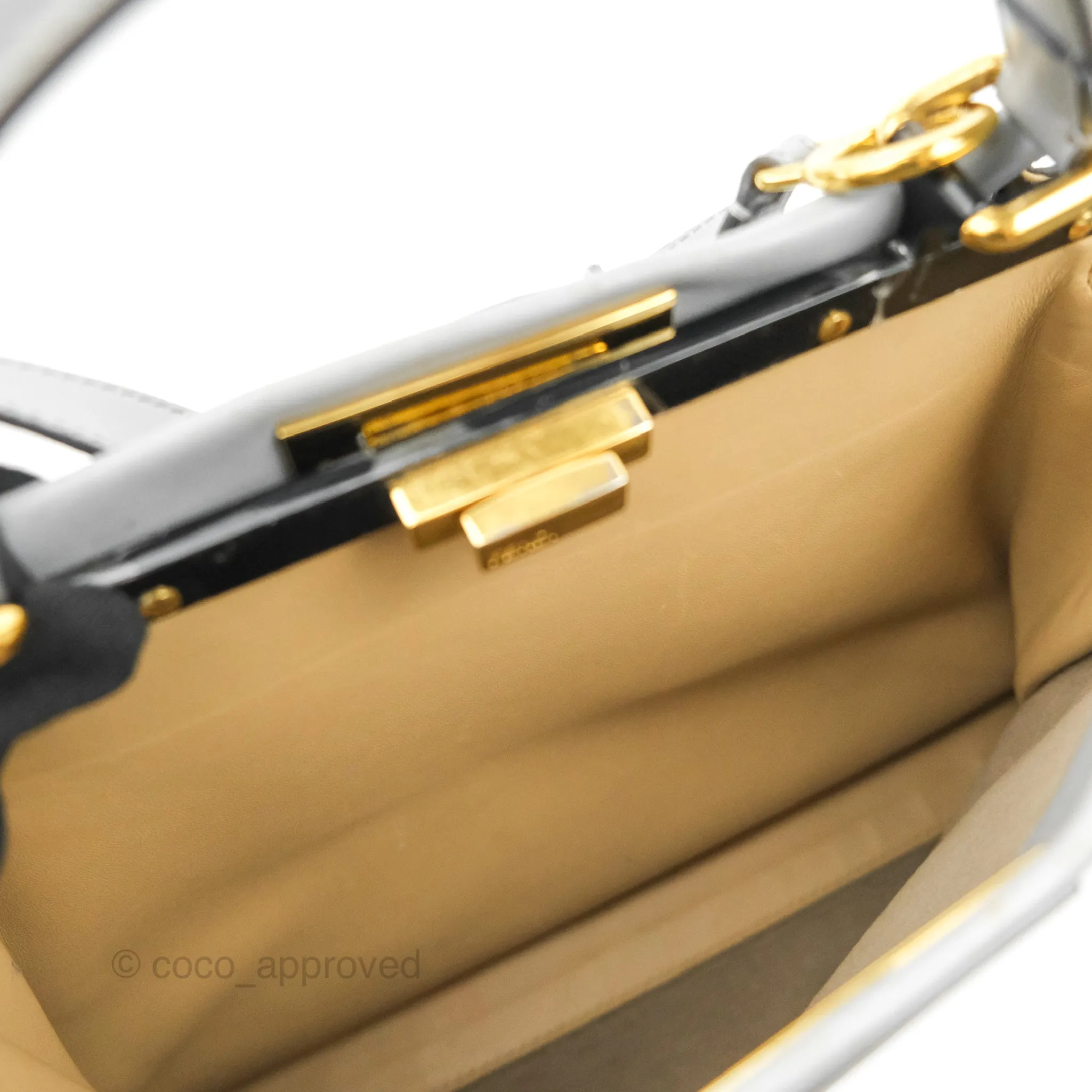 Fendi Peekaboo Medium Light Grey Blue Gold Hardware