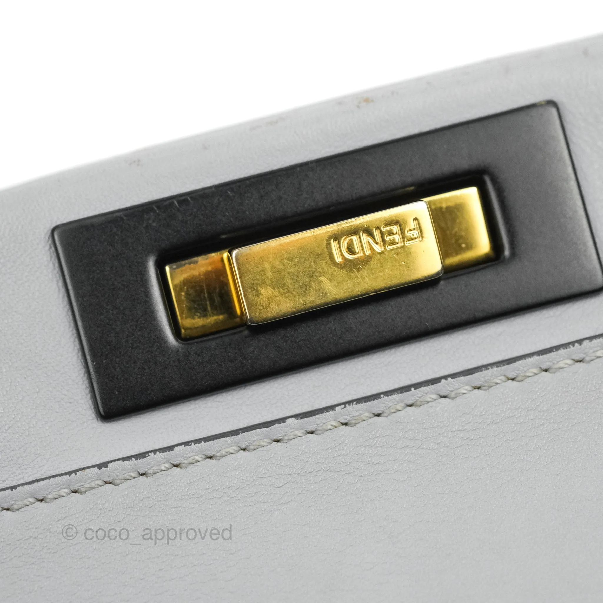 Fendi Peekaboo Medium Light Grey Blue Gold Hardware
