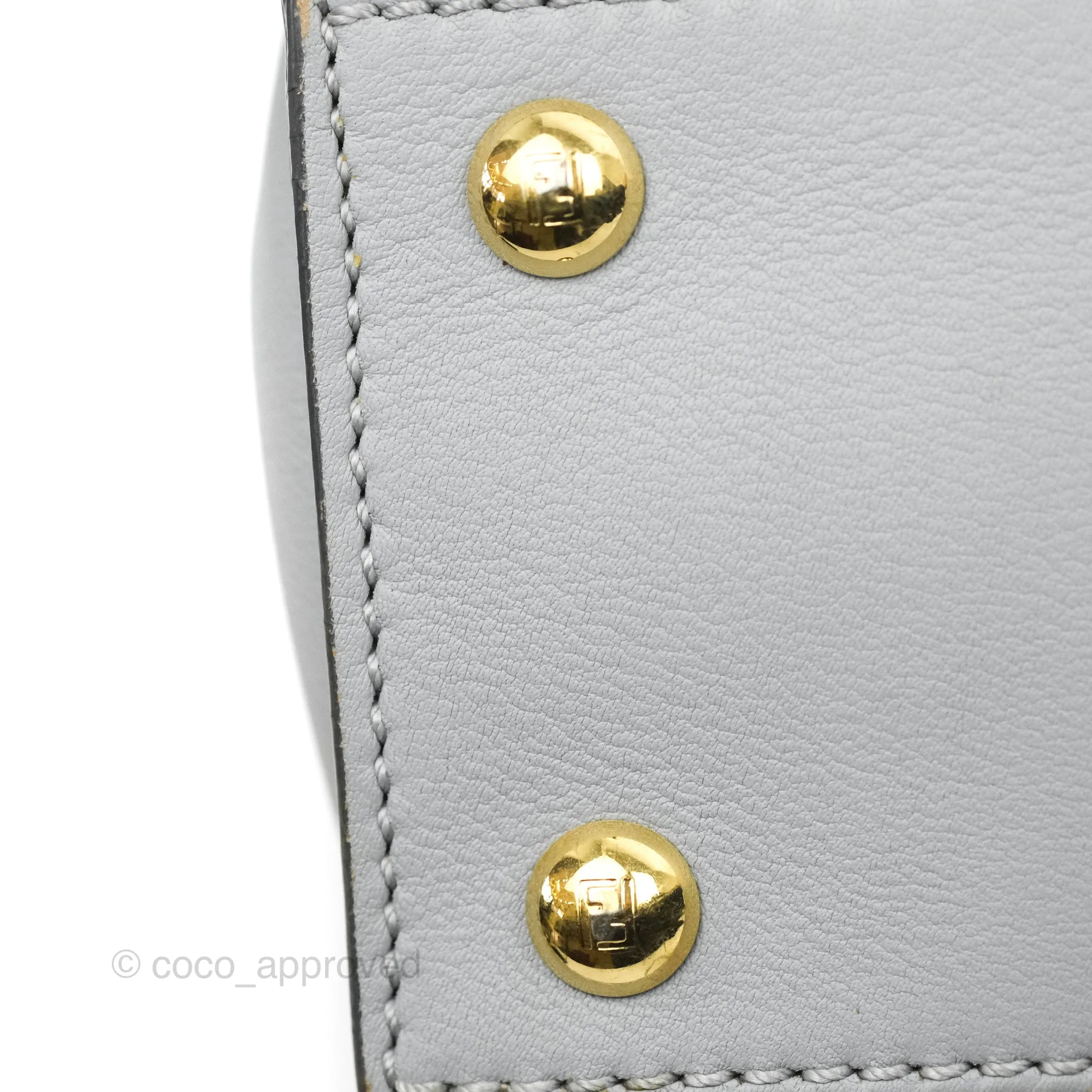 Fendi Peekaboo Medium Light Grey Blue Gold Hardware