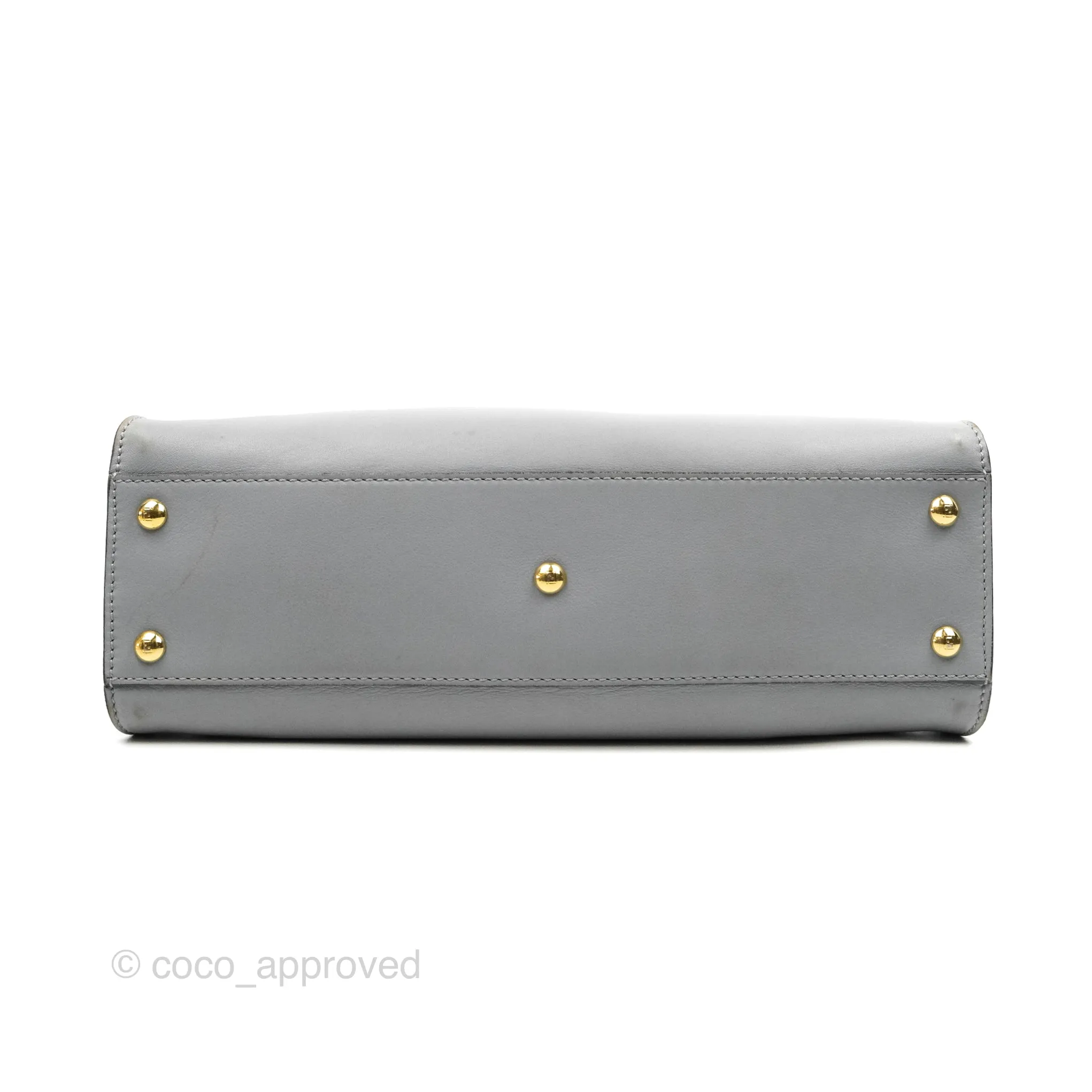 Fendi Peekaboo Medium Light Grey Blue Gold Hardware