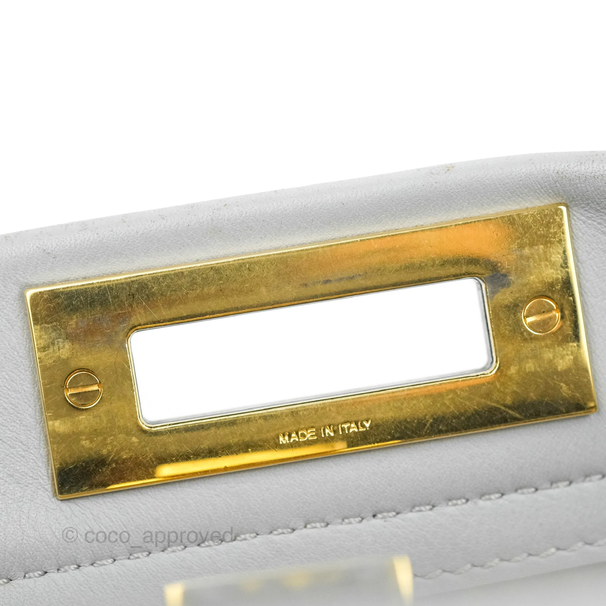 Fendi Peekaboo Medium Light Grey Blue Gold Hardware