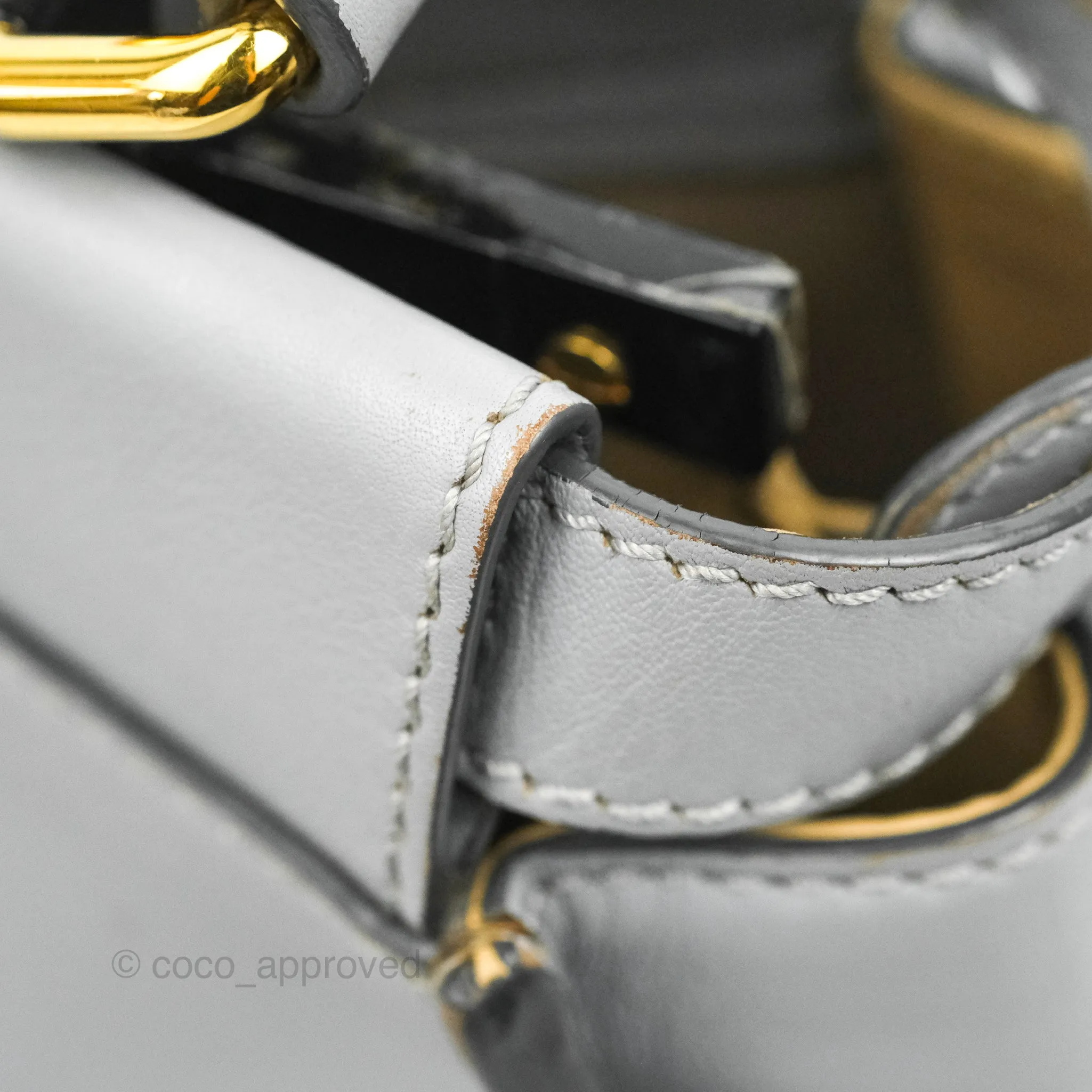 Fendi Peekaboo Medium Light Grey Blue Gold Hardware