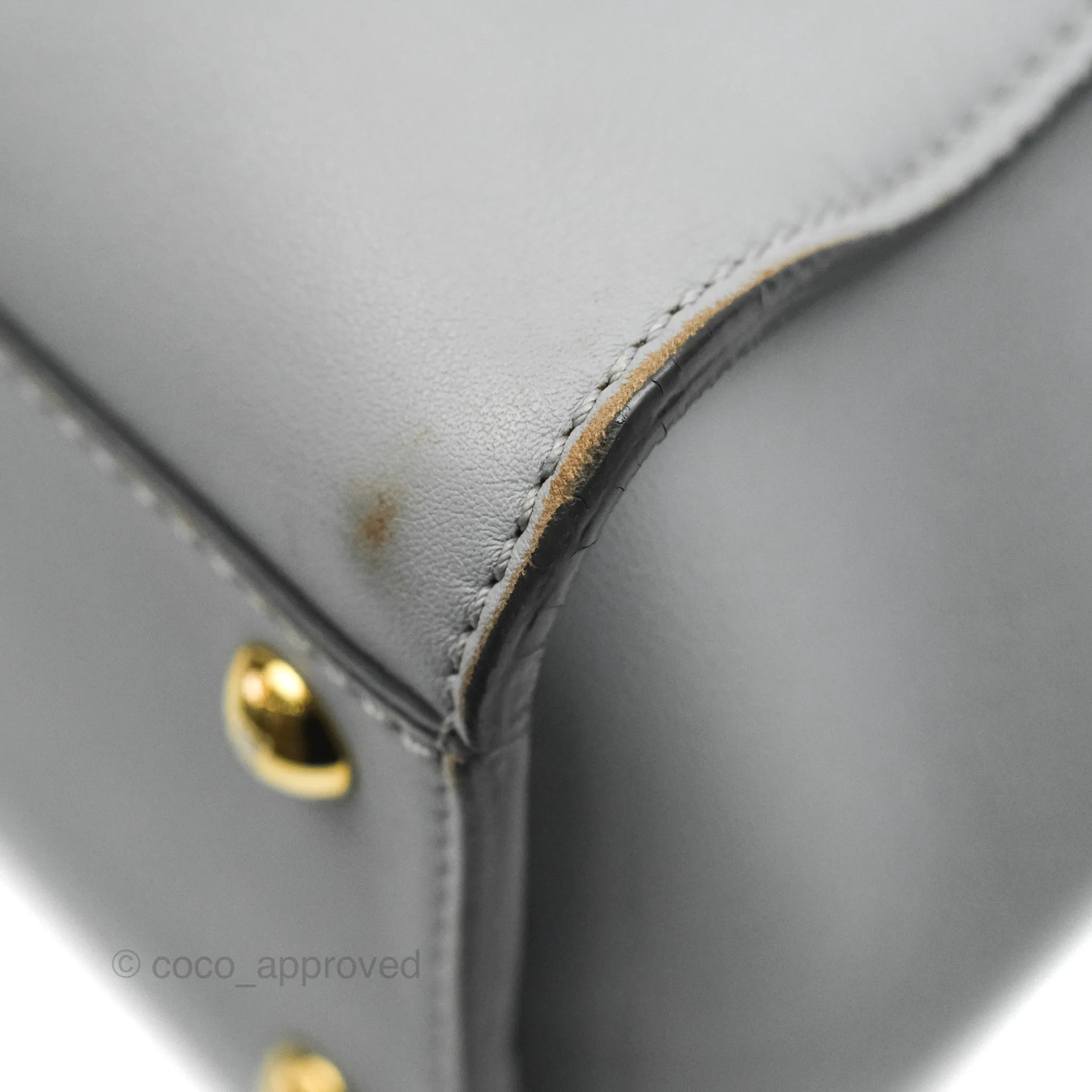 Fendi Peekaboo Medium Light Grey Blue Gold Hardware
