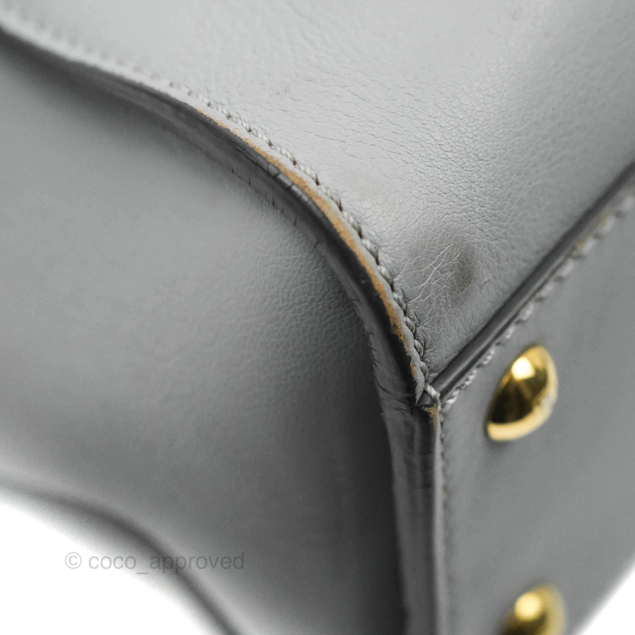 Fendi Peekaboo Medium Light Grey Blue Gold Hardware
