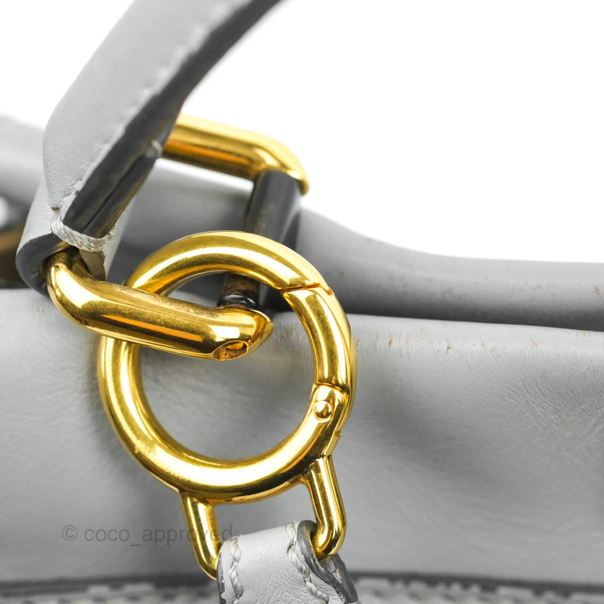 Fendi Peekaboo Medium Light Grey Blue Gold Hardware