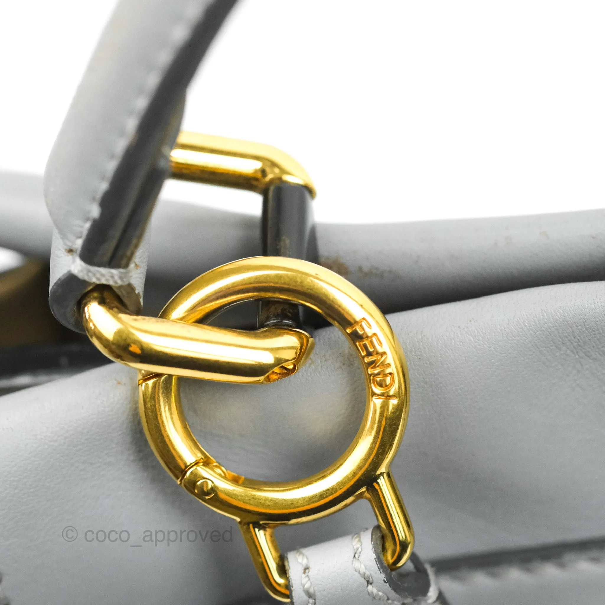 Fendi Peekaboo Medium Light Grey Blue Gold Hardware