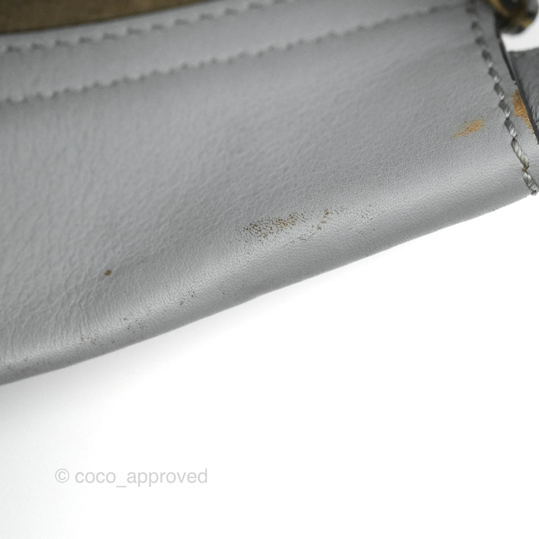 Fendi Peekaboo Medium Light Grey Blue Gold Hardware