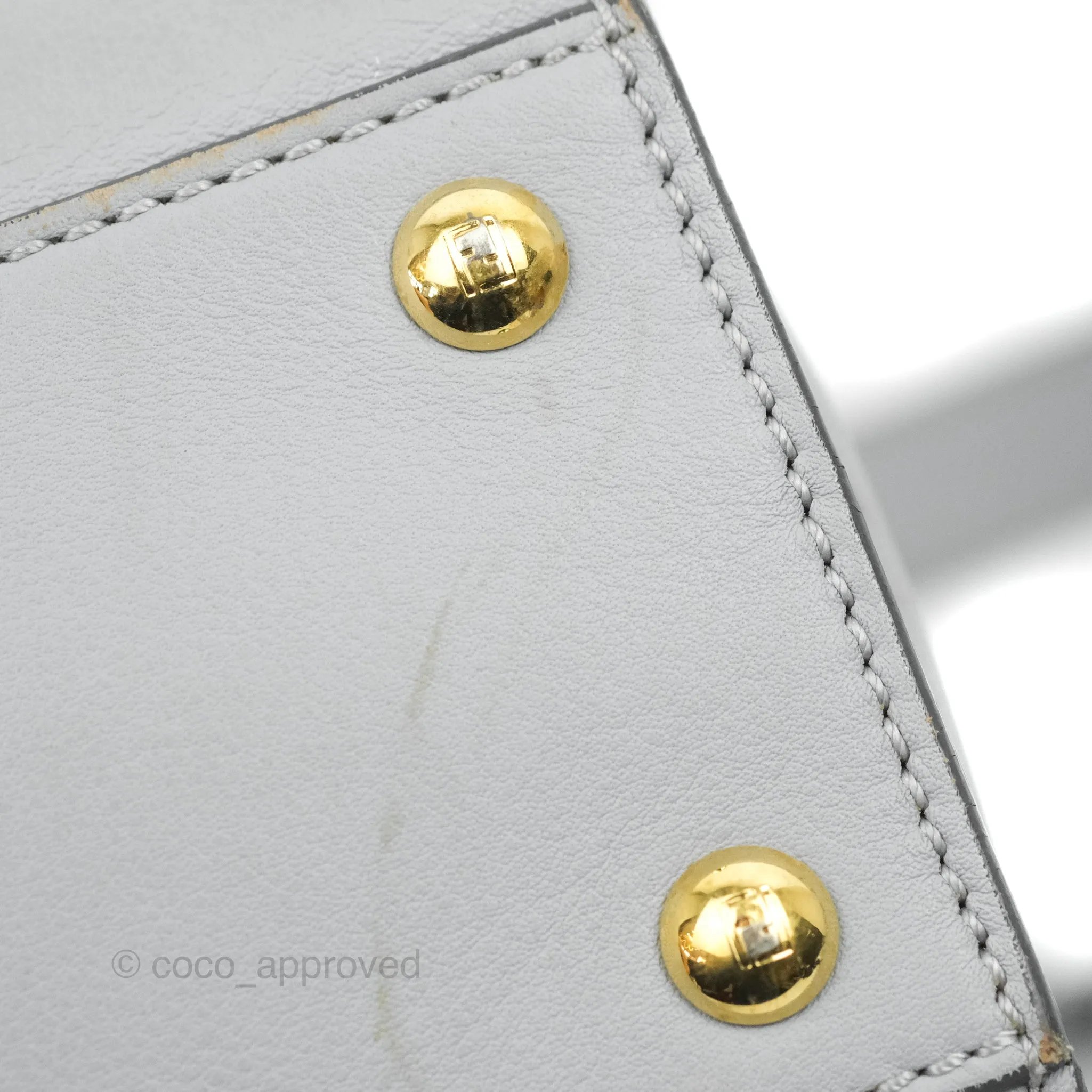 Fendi Peekaboo Medium Light Grey Blue Gold Hardware