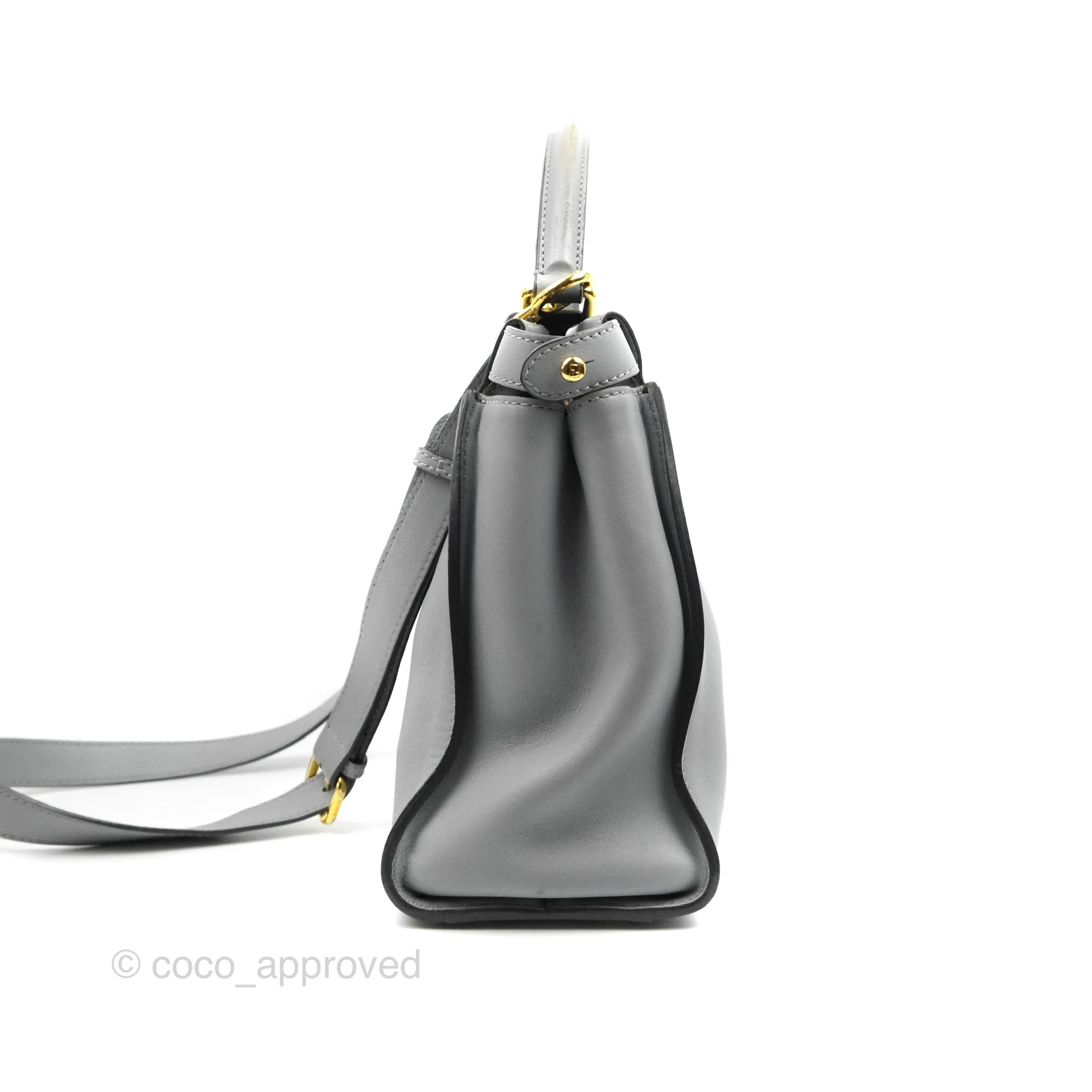 Fendi Peekaboo Medium Light Grey Blue Gold Hardware
