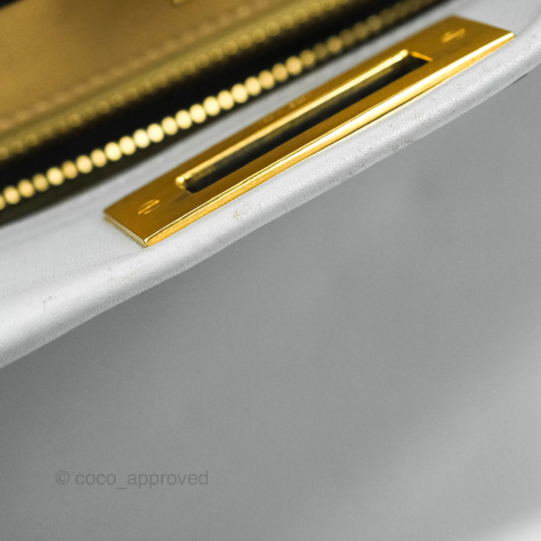 Fendi Peekaboo Medium Light Grey Blue Gold Hardware