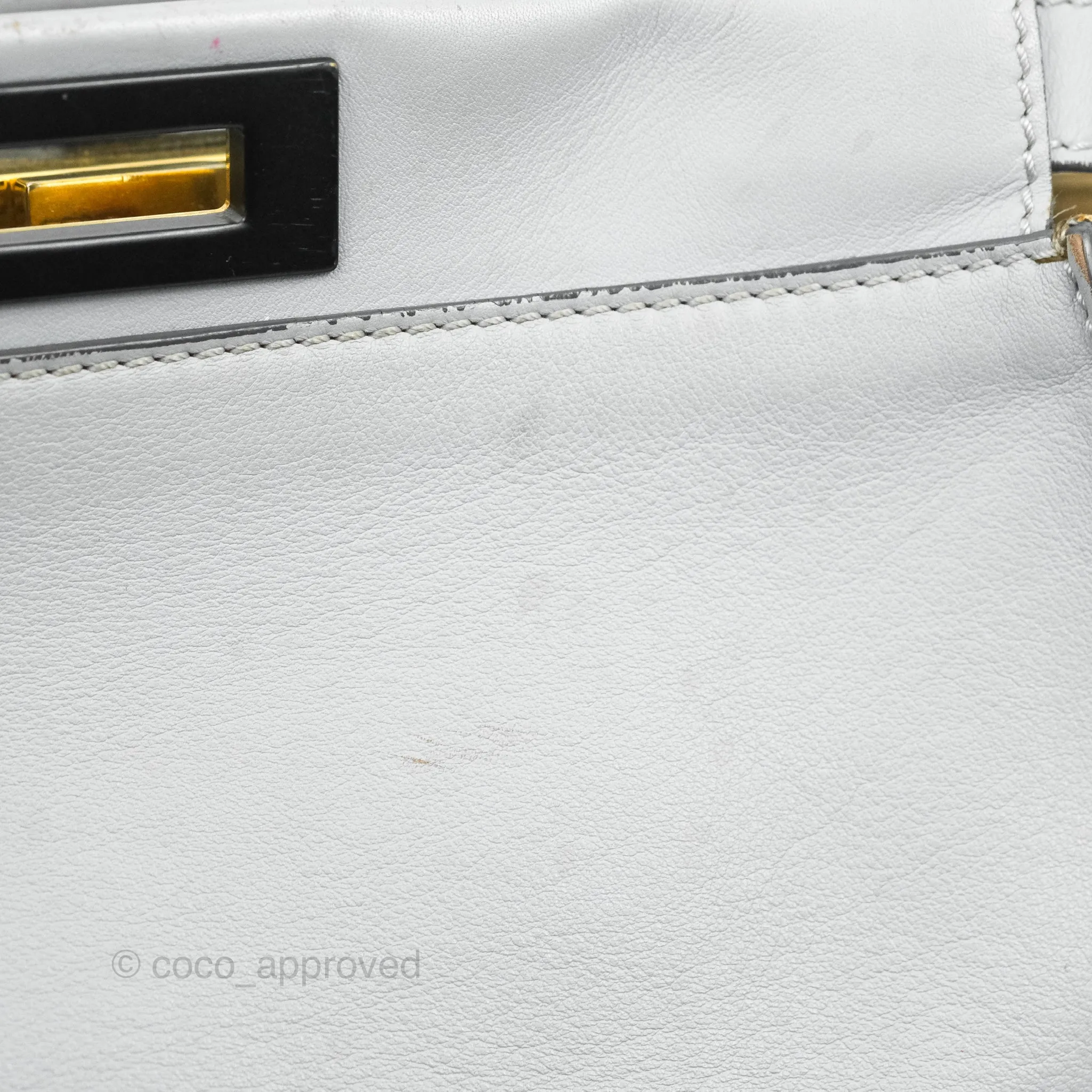 Fendi Peekaboo Medium Light Grey Blue Gold Hardware