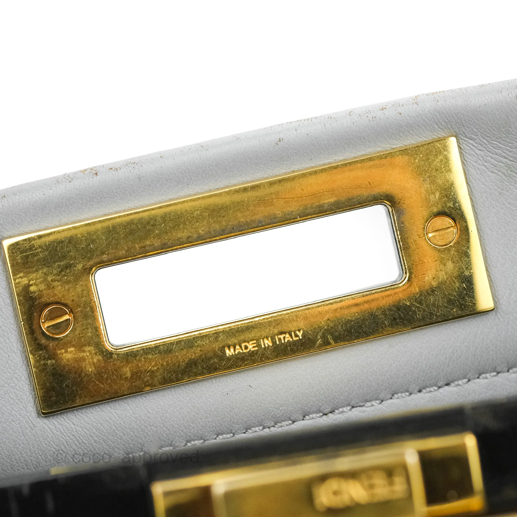 Fendi Peekaboo Medium Light Grey Blue Gold Hardware