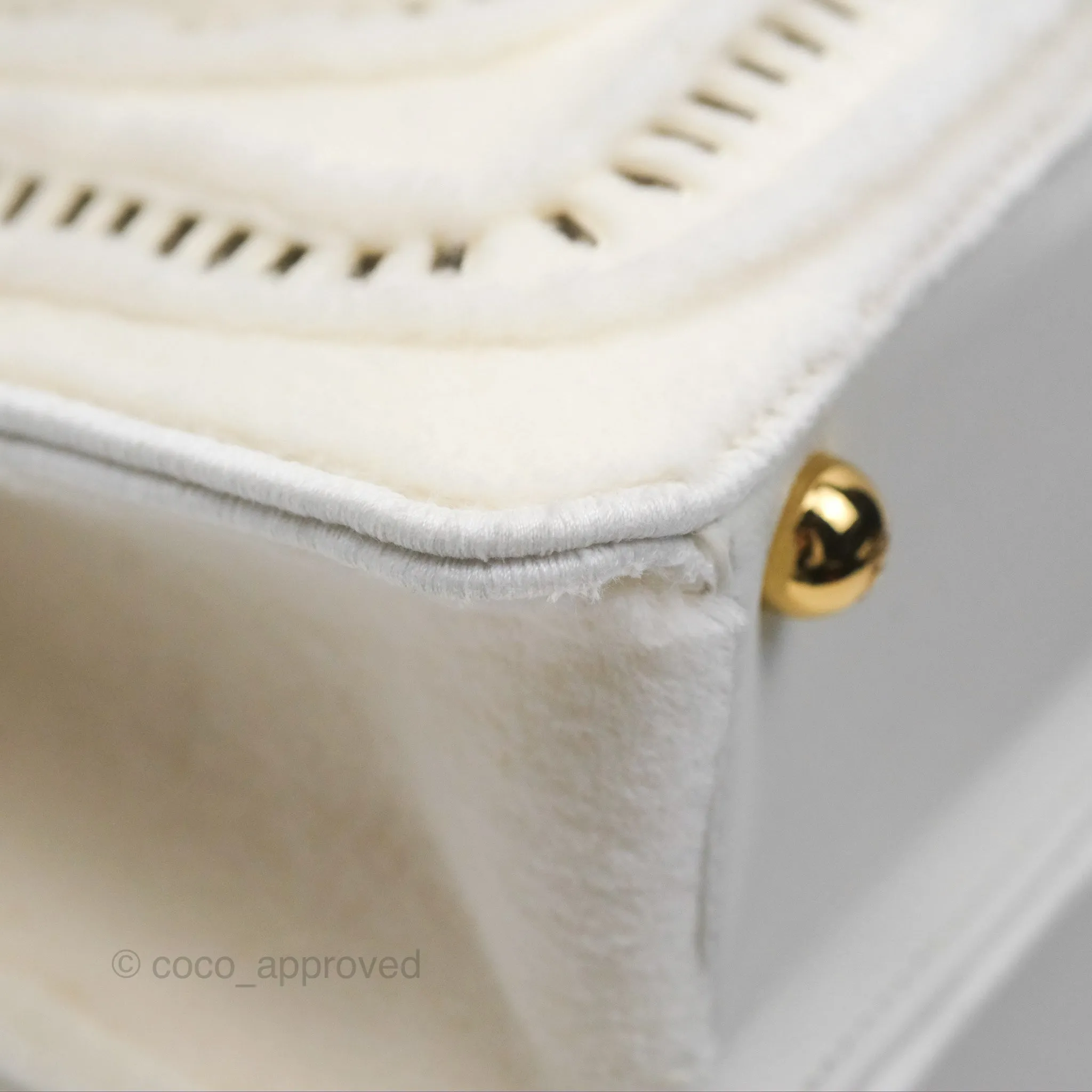 Fendi Peekaboo Medium Mink Fur White Gold Hardware