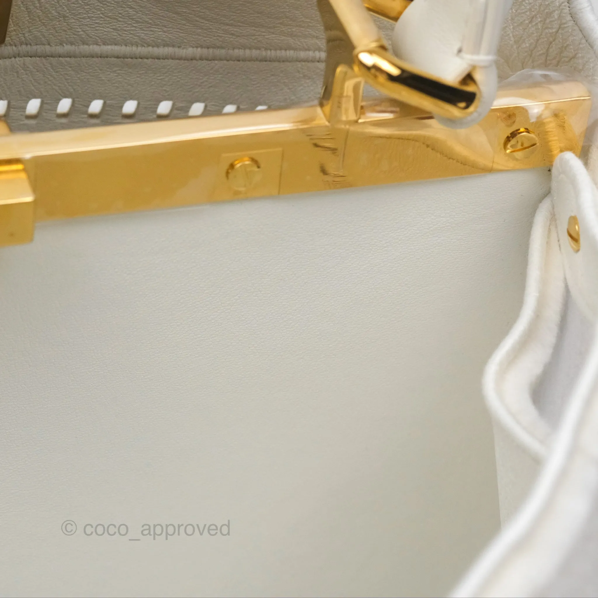 Fendi Peekaboo Medium Mink Fur White Gold Hardware