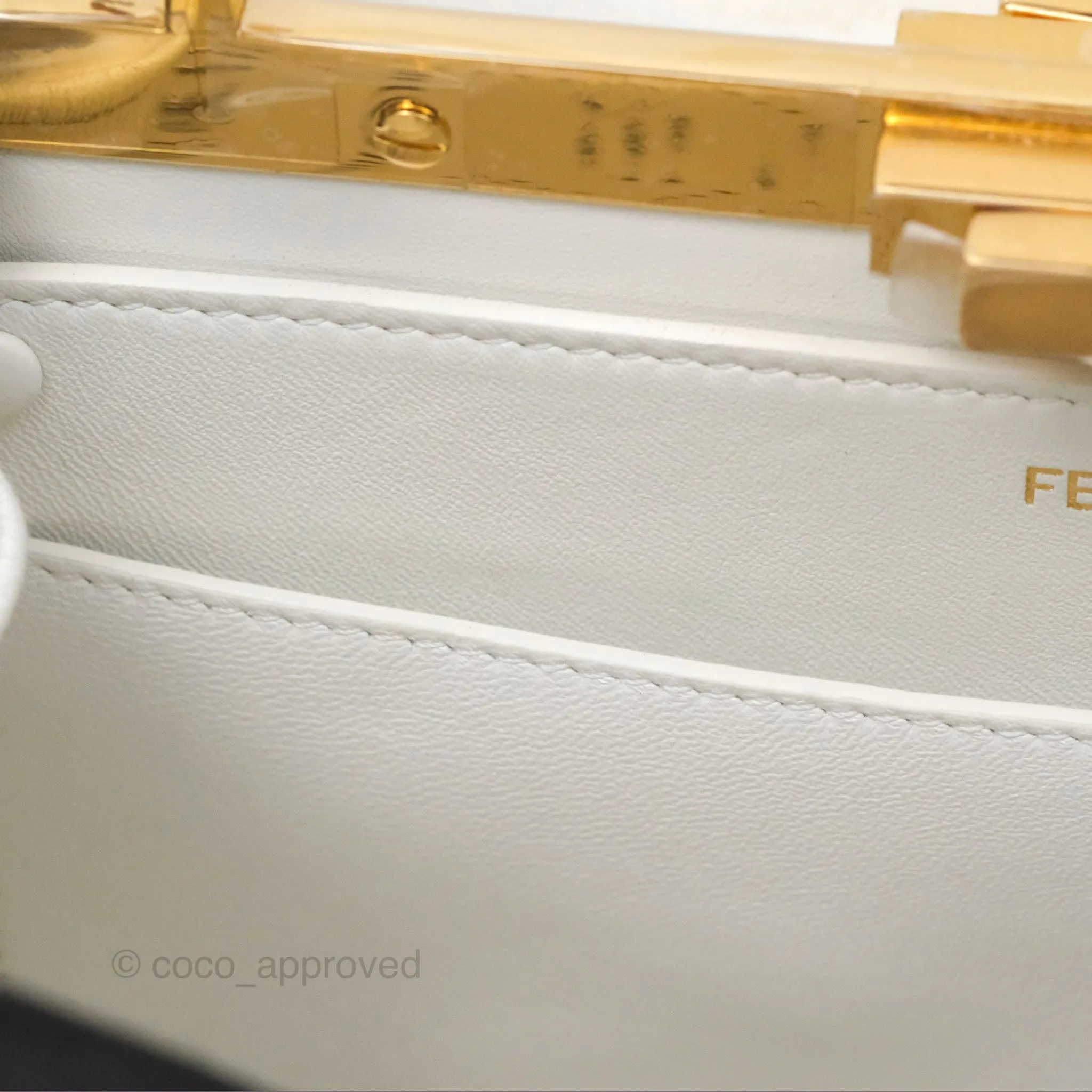 Fendi Peekaboo Medium Mink Fur White Gold Hardware