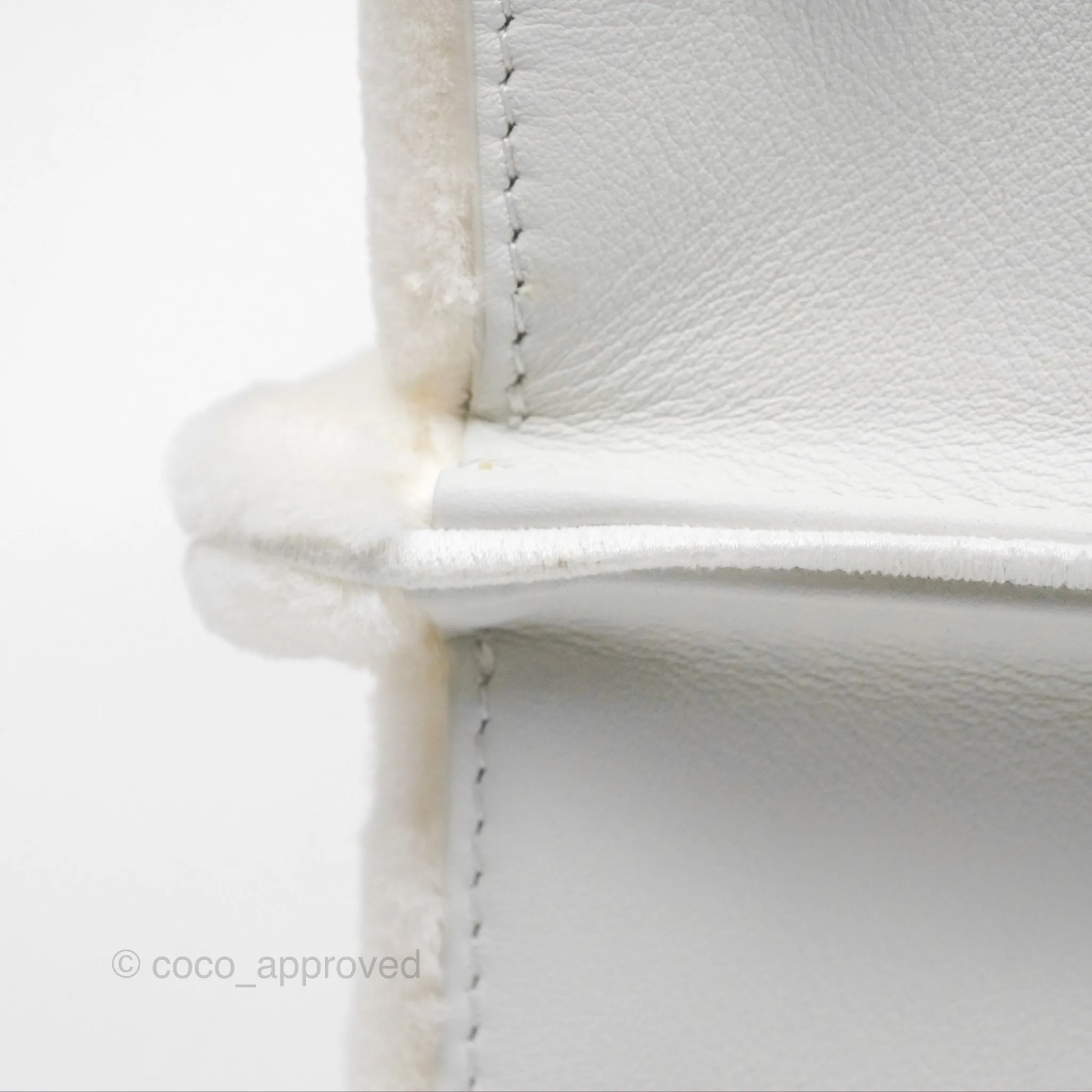 Fendi Peekaboo Medium Mink Fur White Gold Hardware