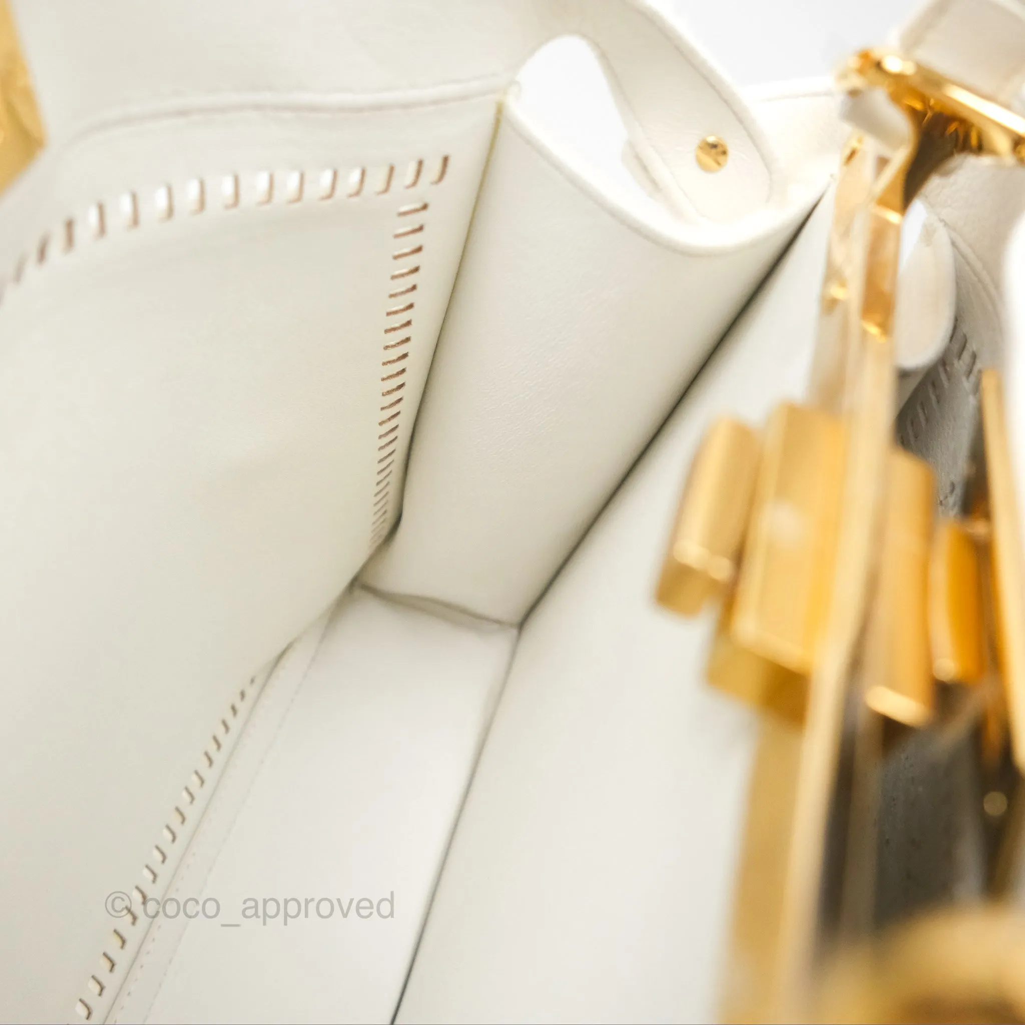 Fendi Peekaboo Medium Mink Fur White Gold Hardware